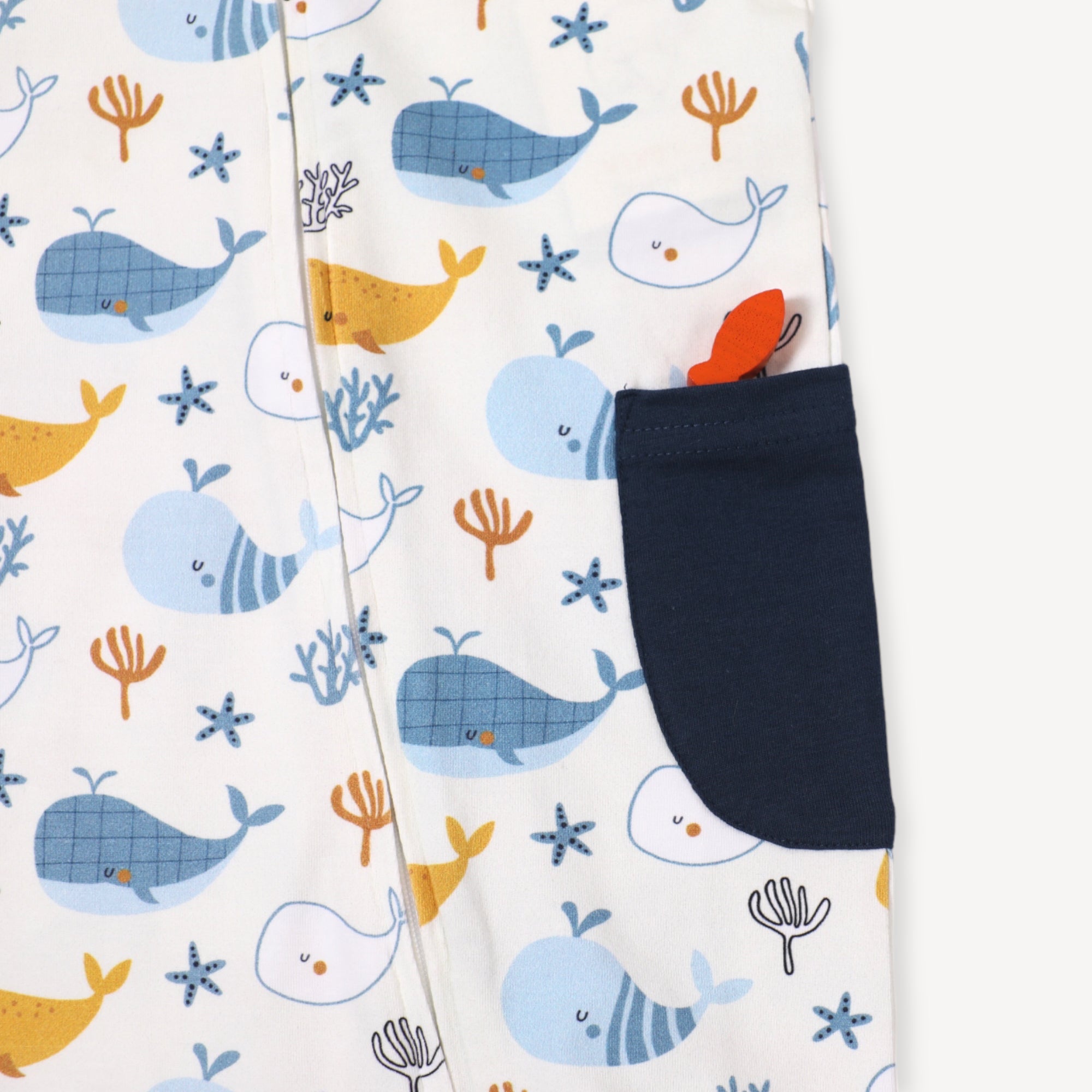 Ocean Whales Zipper Puff Sleeve Baby Romper (Organic Jersey)