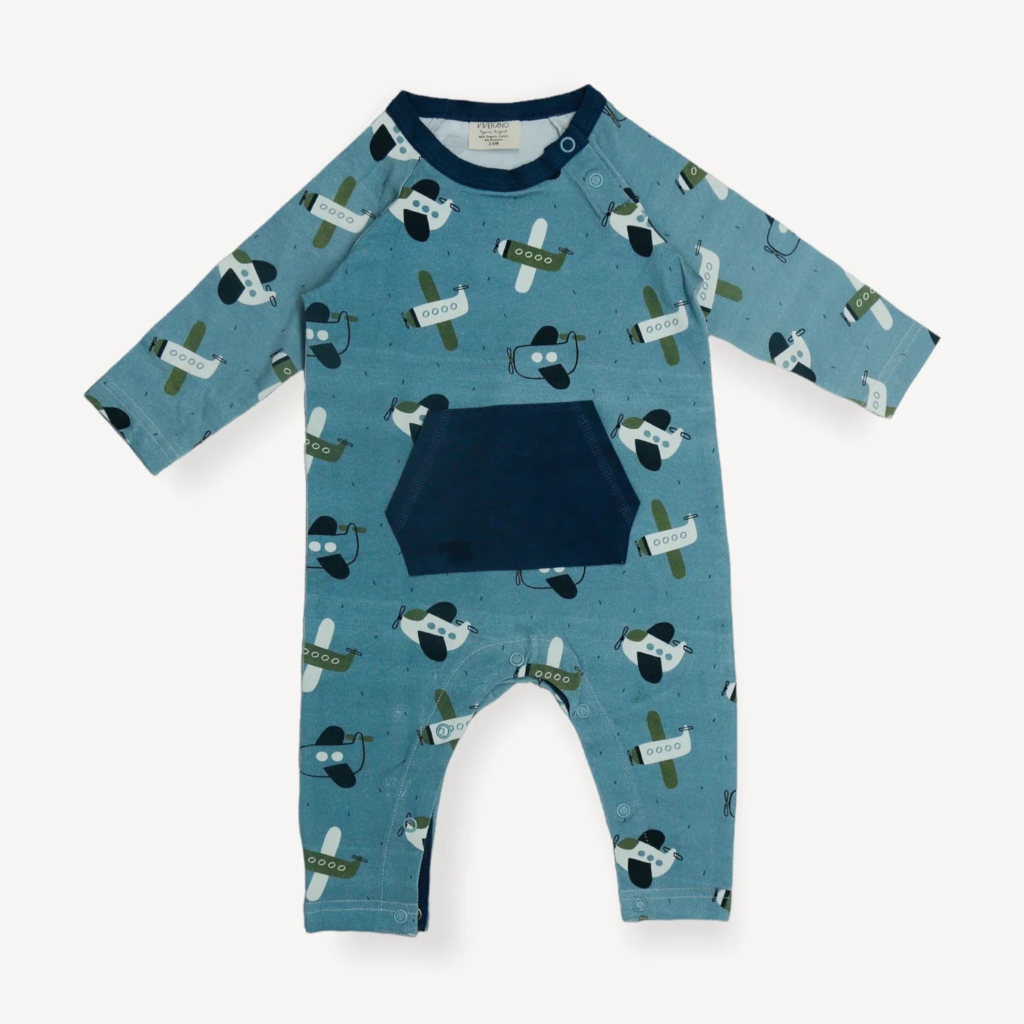 Airplanes Kangaroo Pocket Baby Jumpsuit (Organic Jersey)