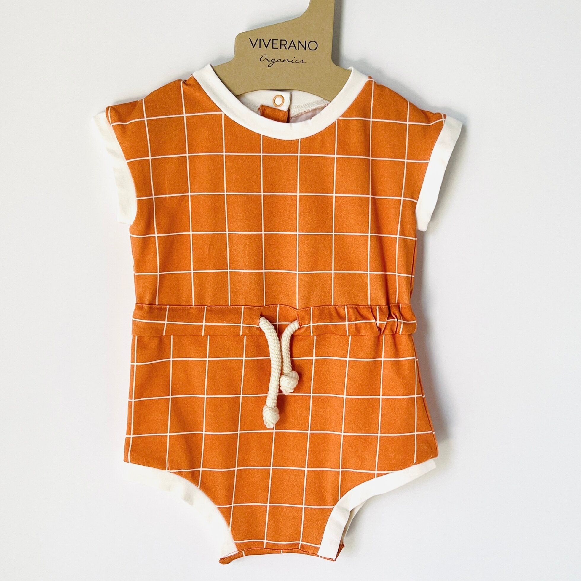 Checkered Playsuit Short Baby Romper (Organic Jersey)