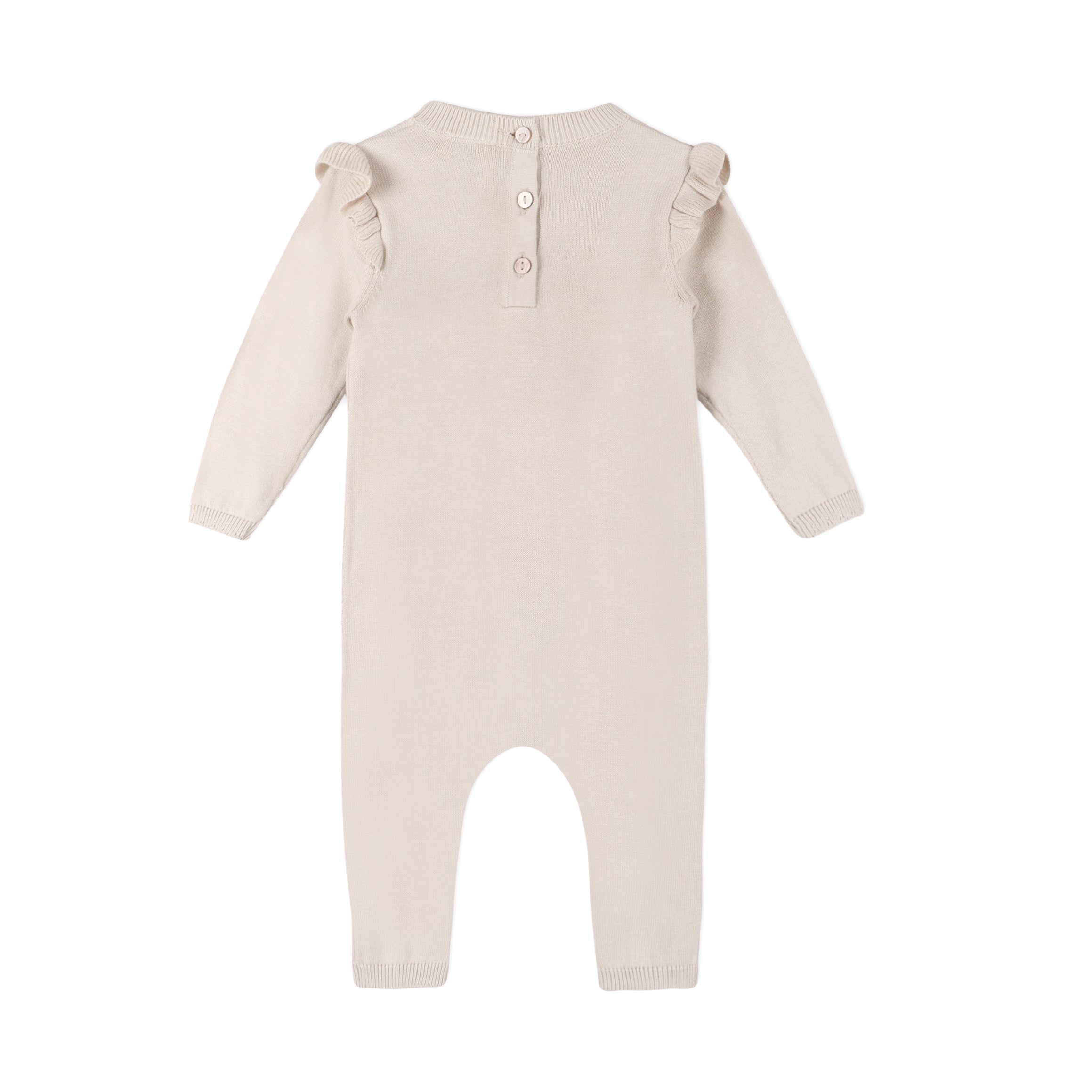 Floral Embroidered Ruffle Baby Sweater Jumpsuit (Organic)