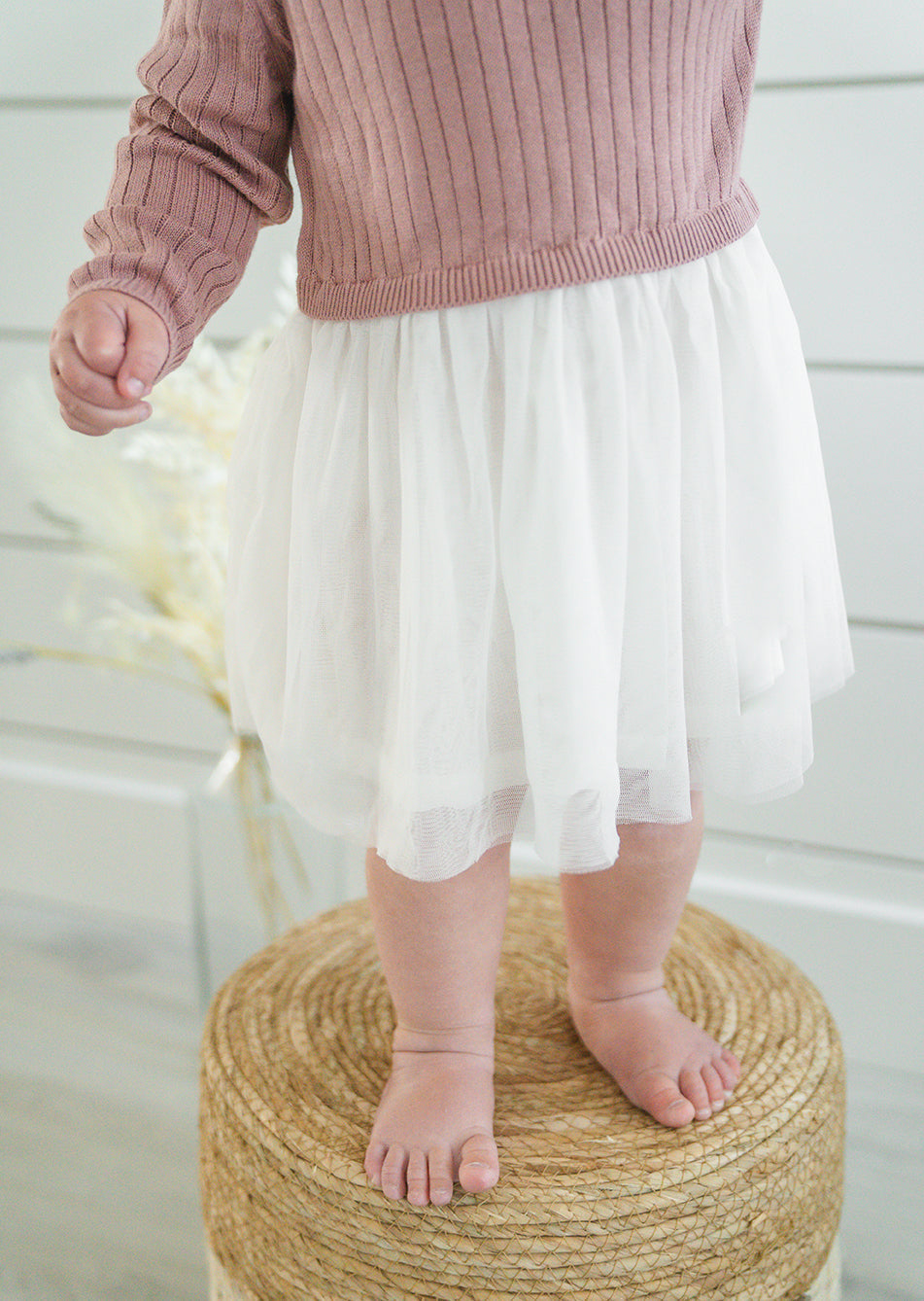 Ruffle Neck Sweater Knit Top & Tutu Baby Dress (Organic Cotton) - 3 Colors