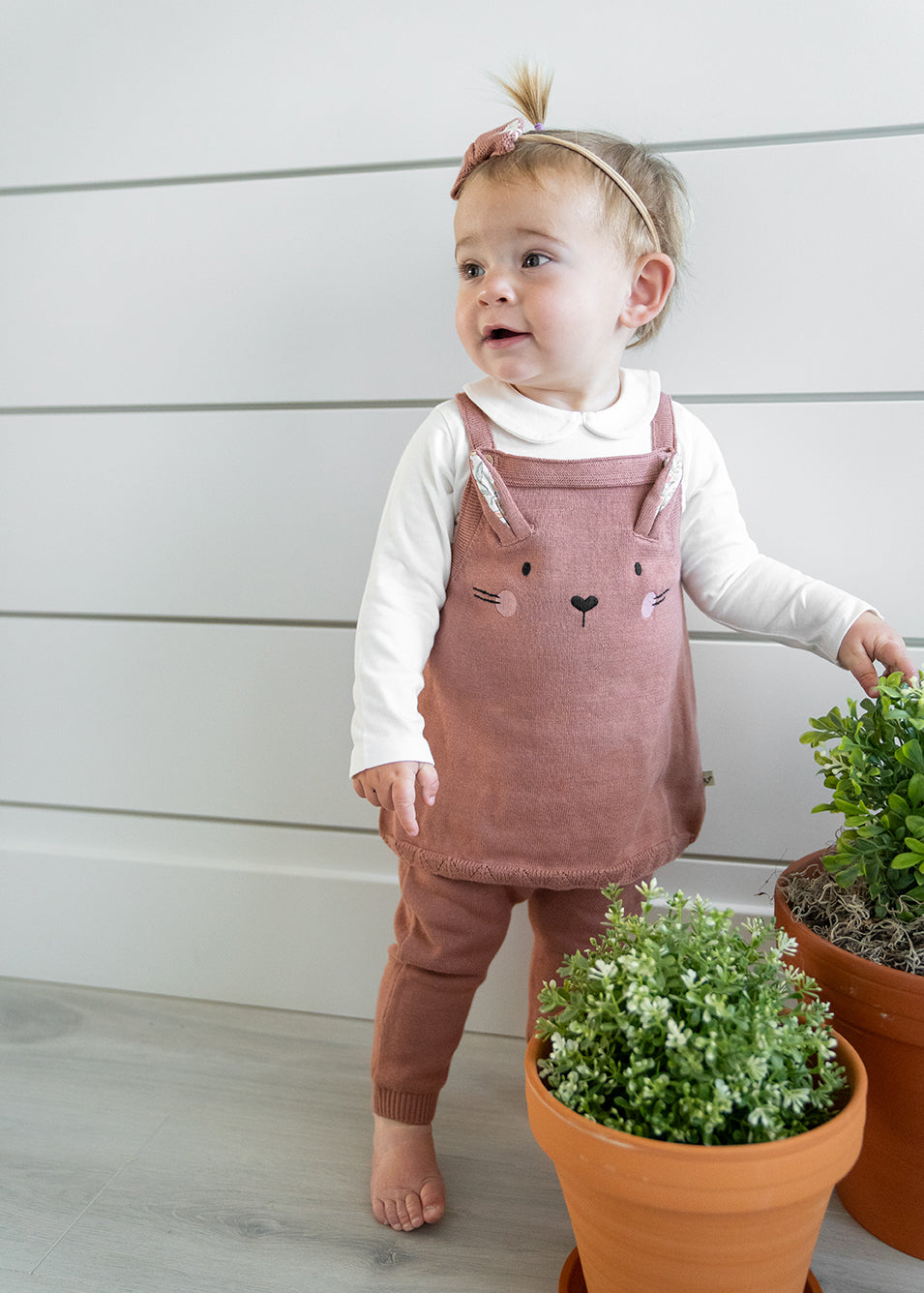 Cute Bunny Baby Girl Tunic Knit Dress Set (Organic)