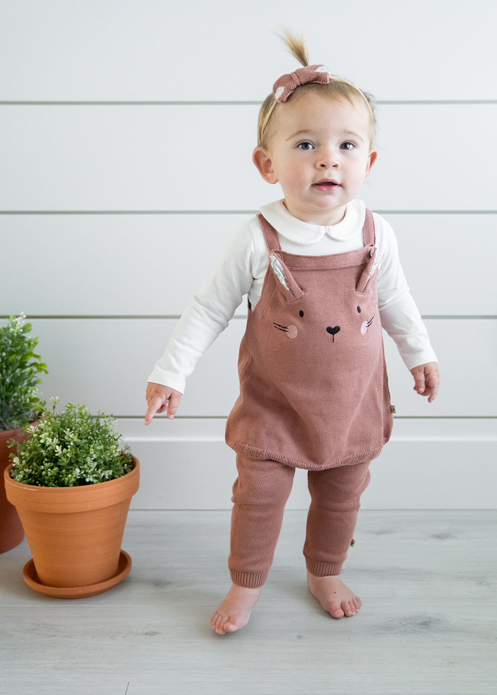 Cute Bunny Baby Girl Tunic Knit Dress Set (Organic)