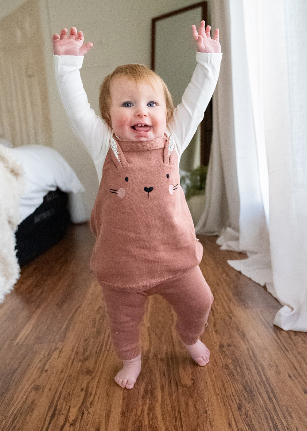 Cute Bunny Baby Girl Tunic Knit Dress Set (Organic)