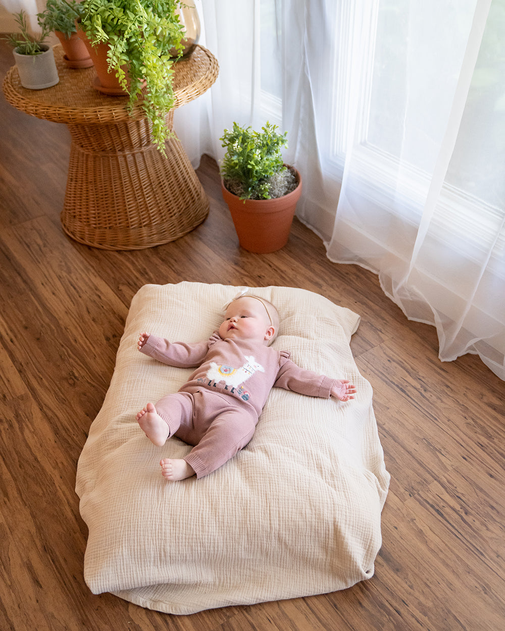 Llama Ruffle Baby Girl Pullover Sweater (Organic Cotton)