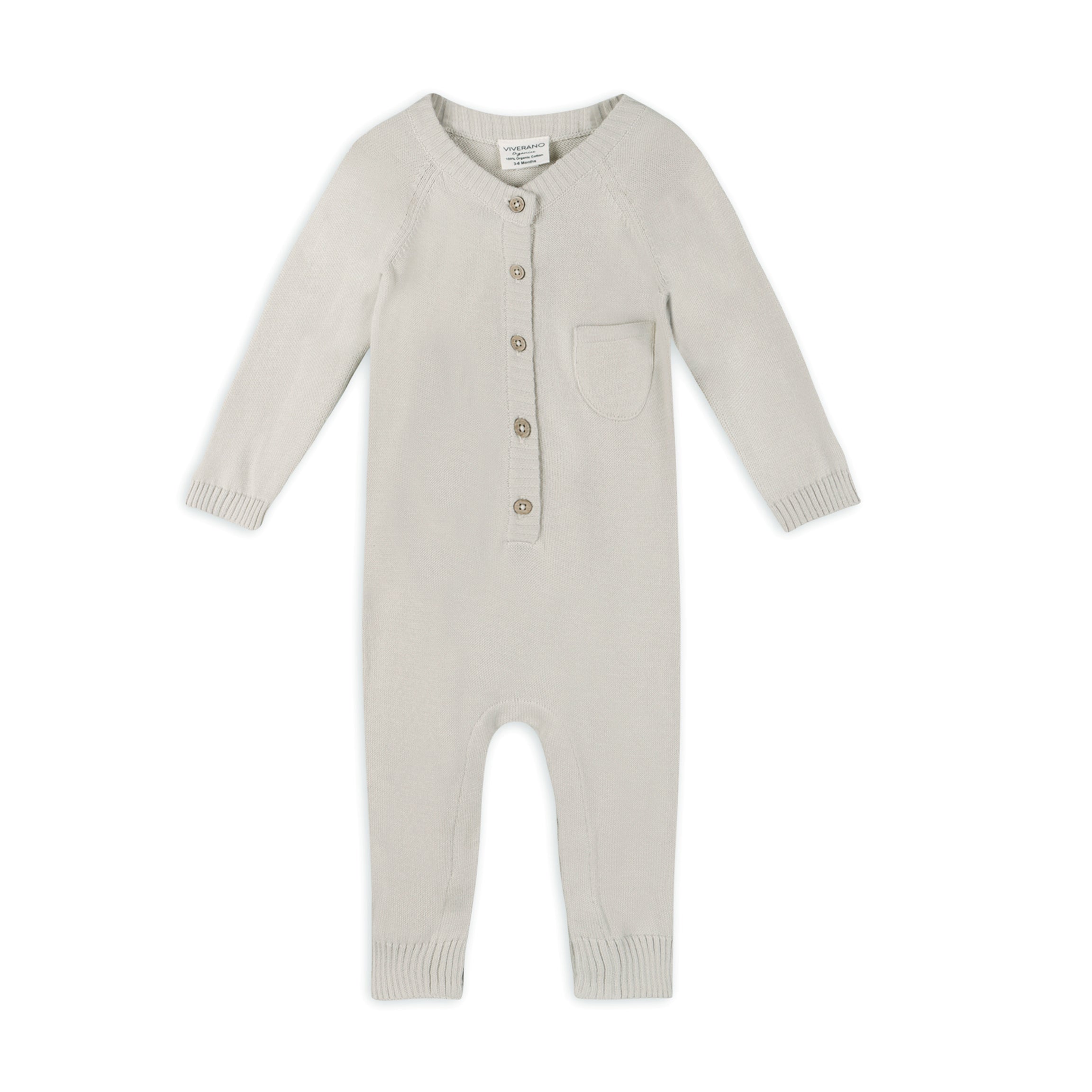 Classic Button & Pocket Sweater Knit Baby Jumpsuit (Organic)