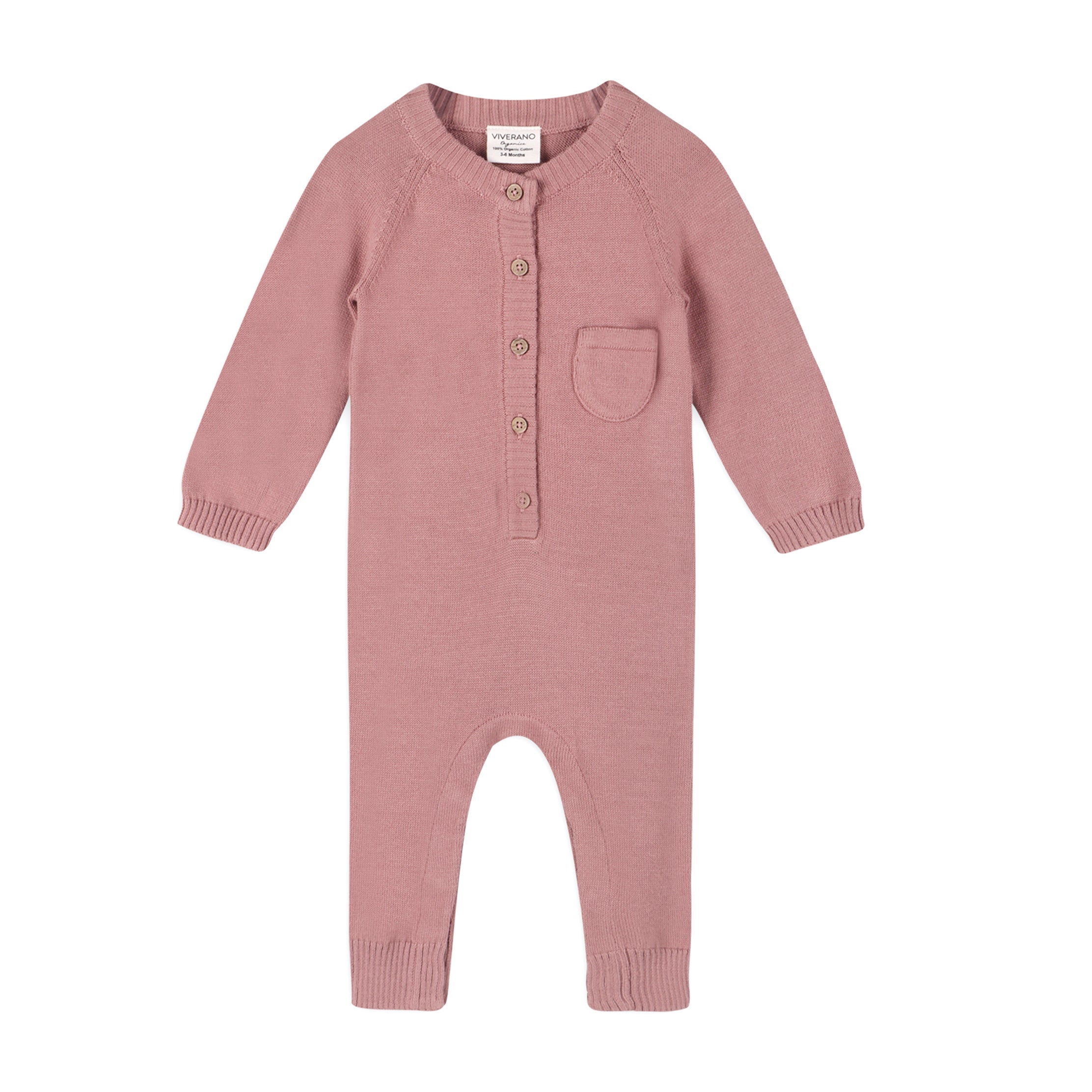 Classic Button & Pocket Sweater Knit Baby Jumpsuit (Organic)