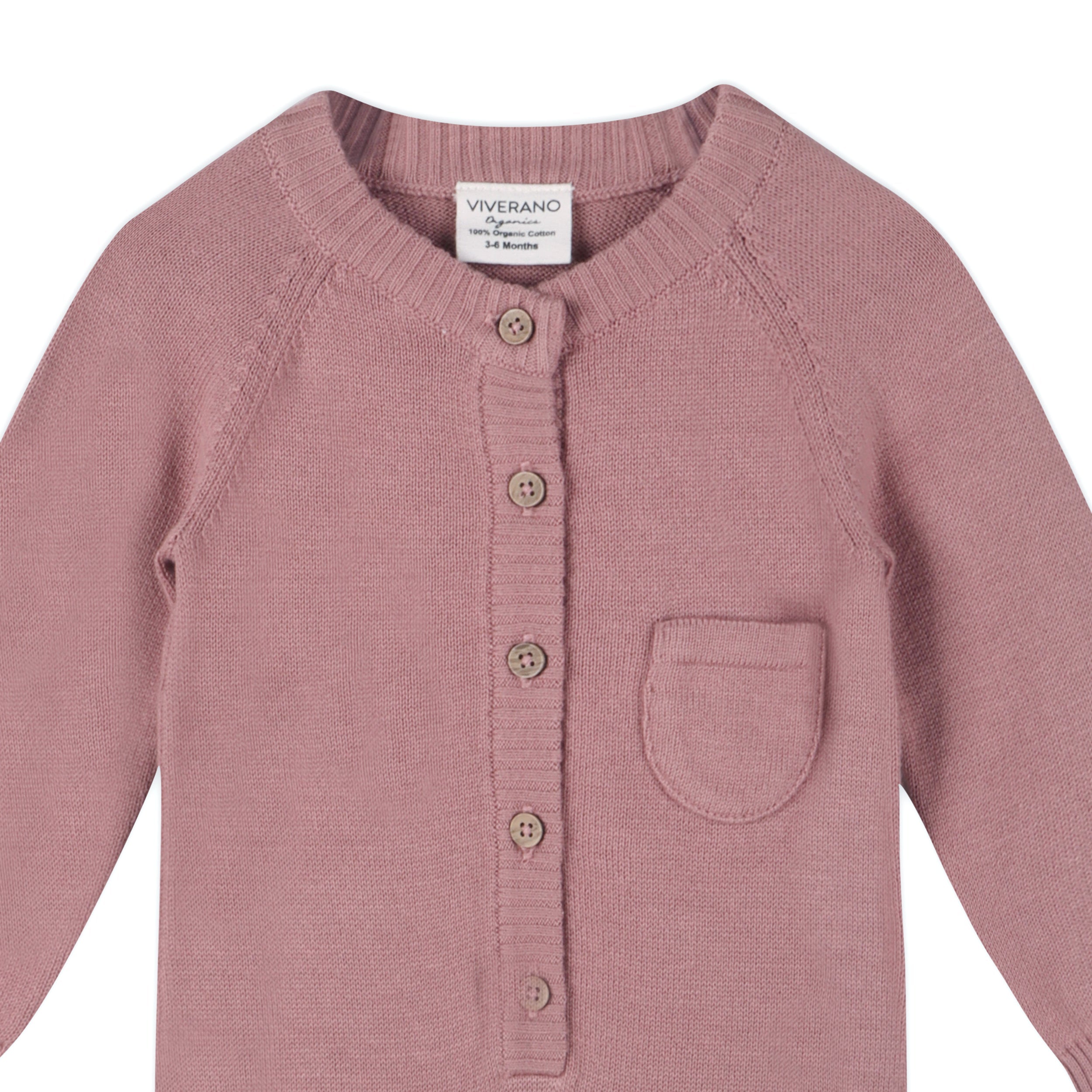 Classic Button & Pocket Sweater Knit Baby Jumpsuit (Organic)