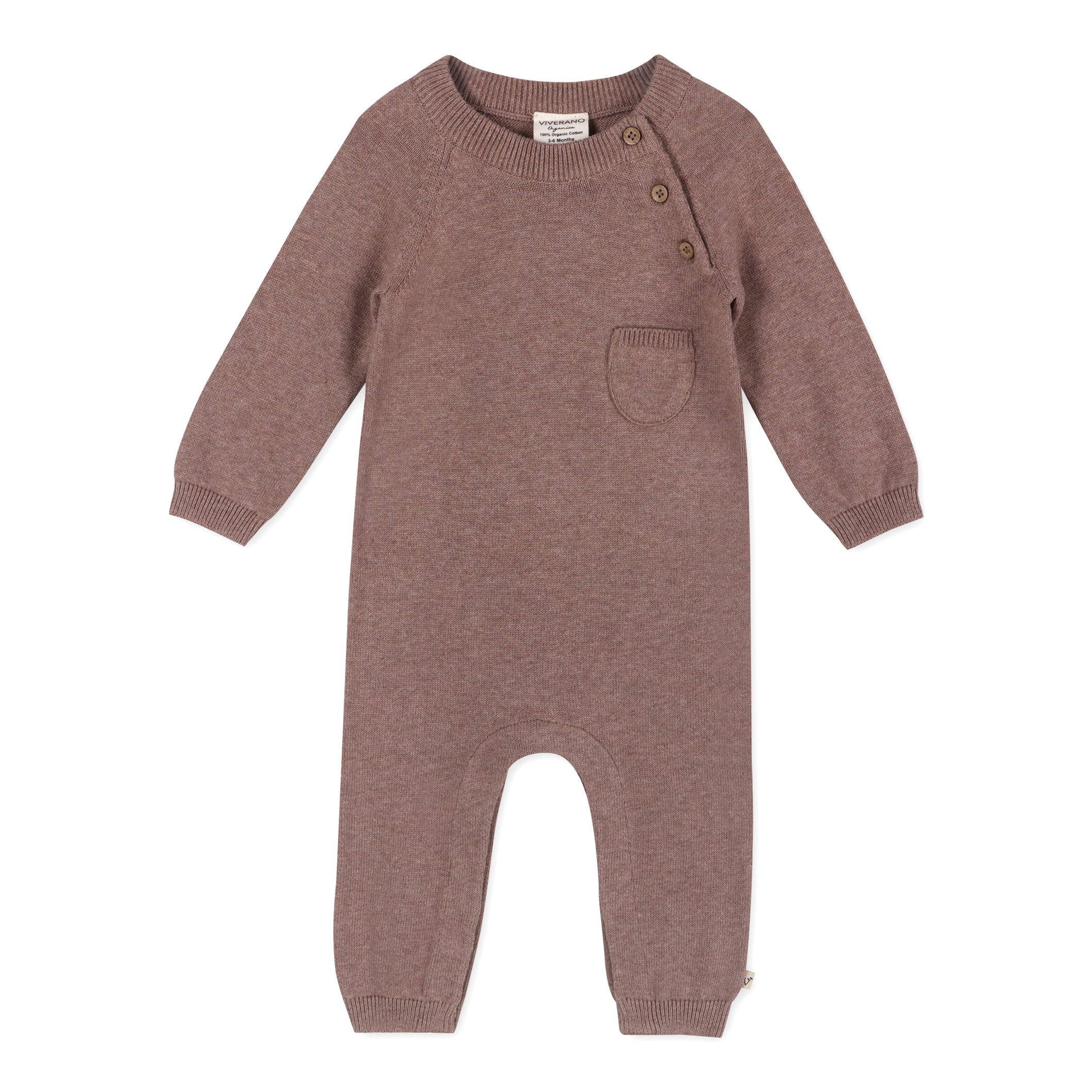 Side Button & Pocket Knit Baby Jumpsuit (Organic Cotton)