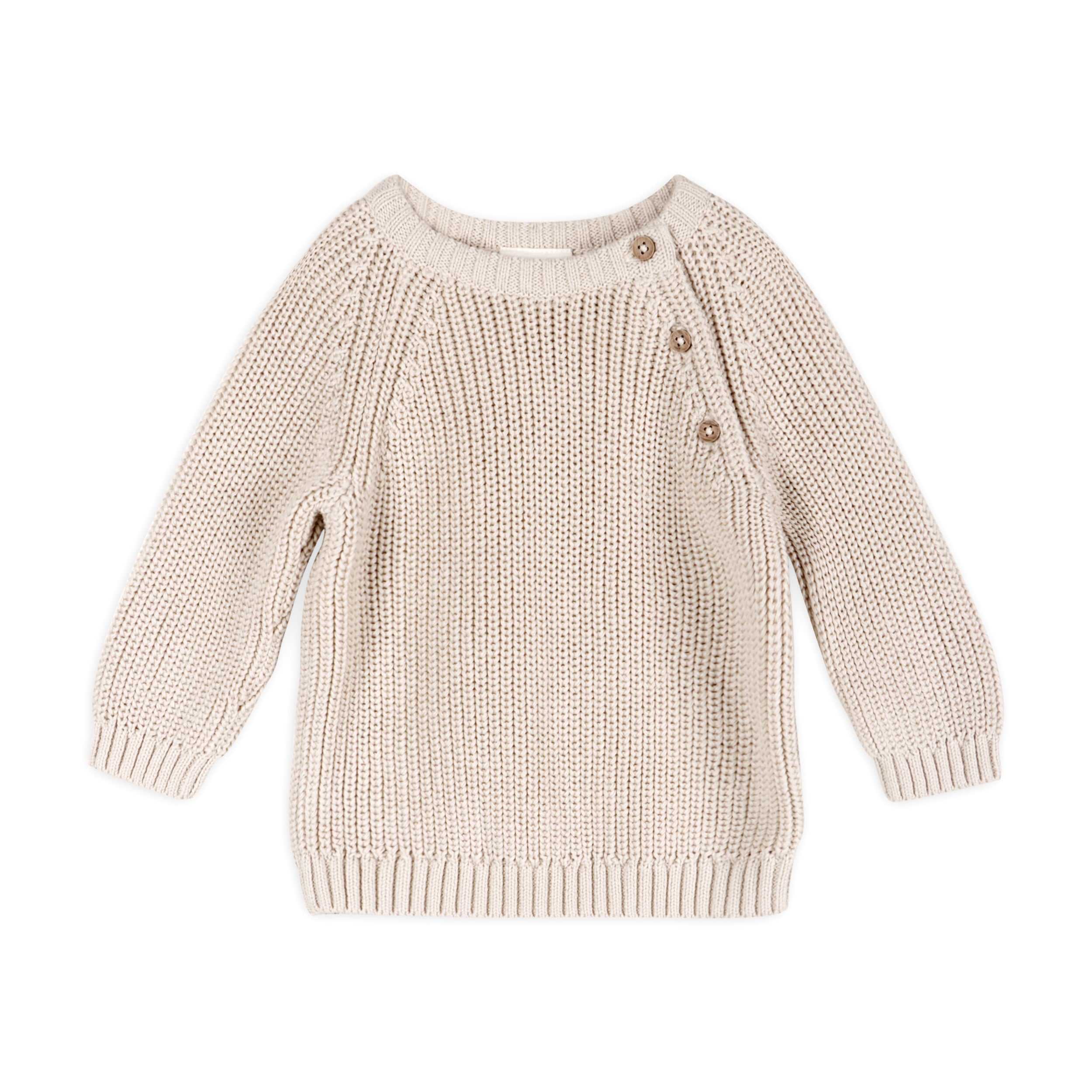 Classic Chunky Knit Baby Pullover Sweater (Organic Cotton) - 2 Colors