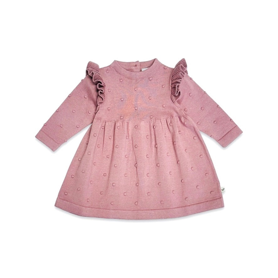 Ruffle & Bobble Sweater Knit Baby Dress (Organic Cotton)
