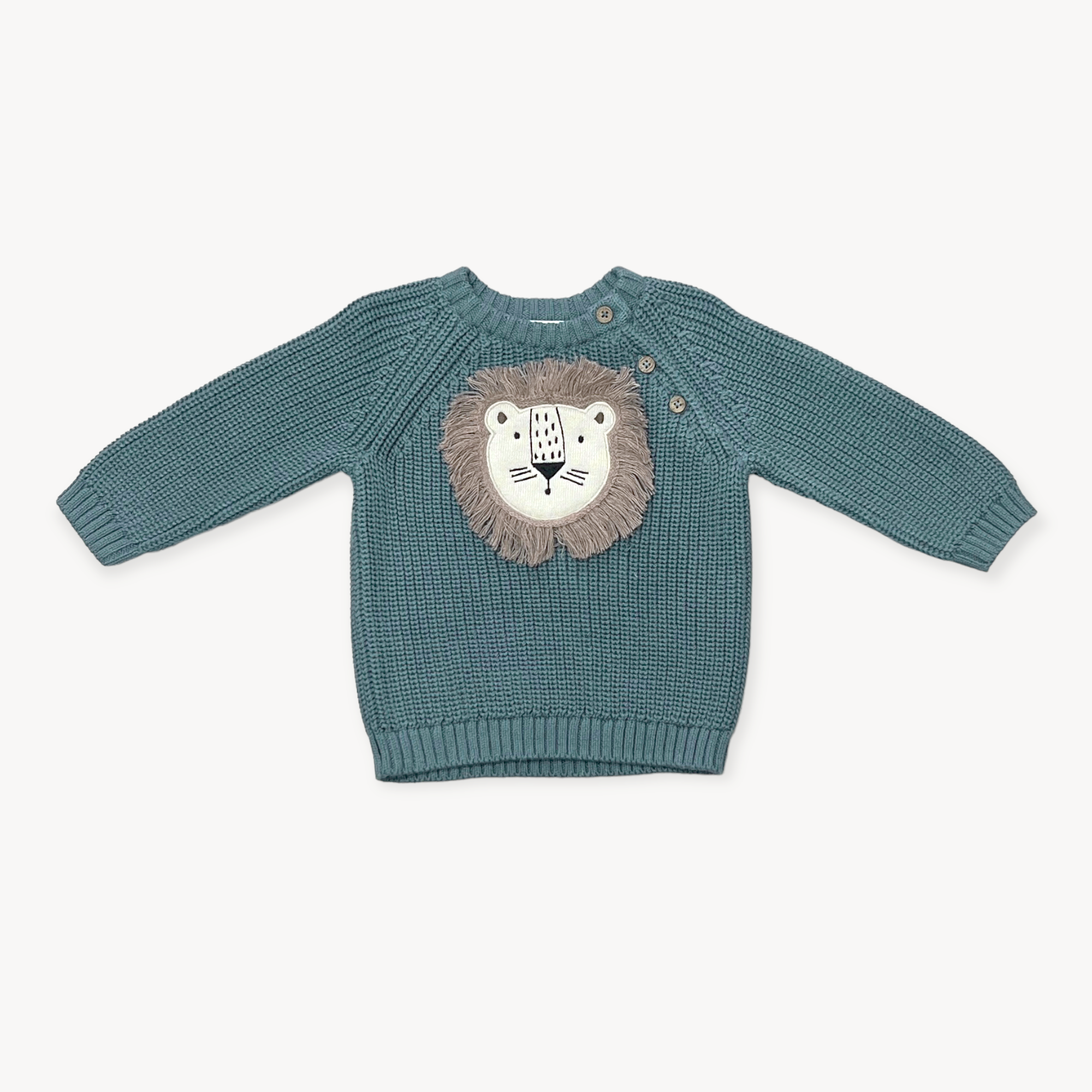 Lion Applique Baby Pullover Sweater Knit (Organic Cotton)