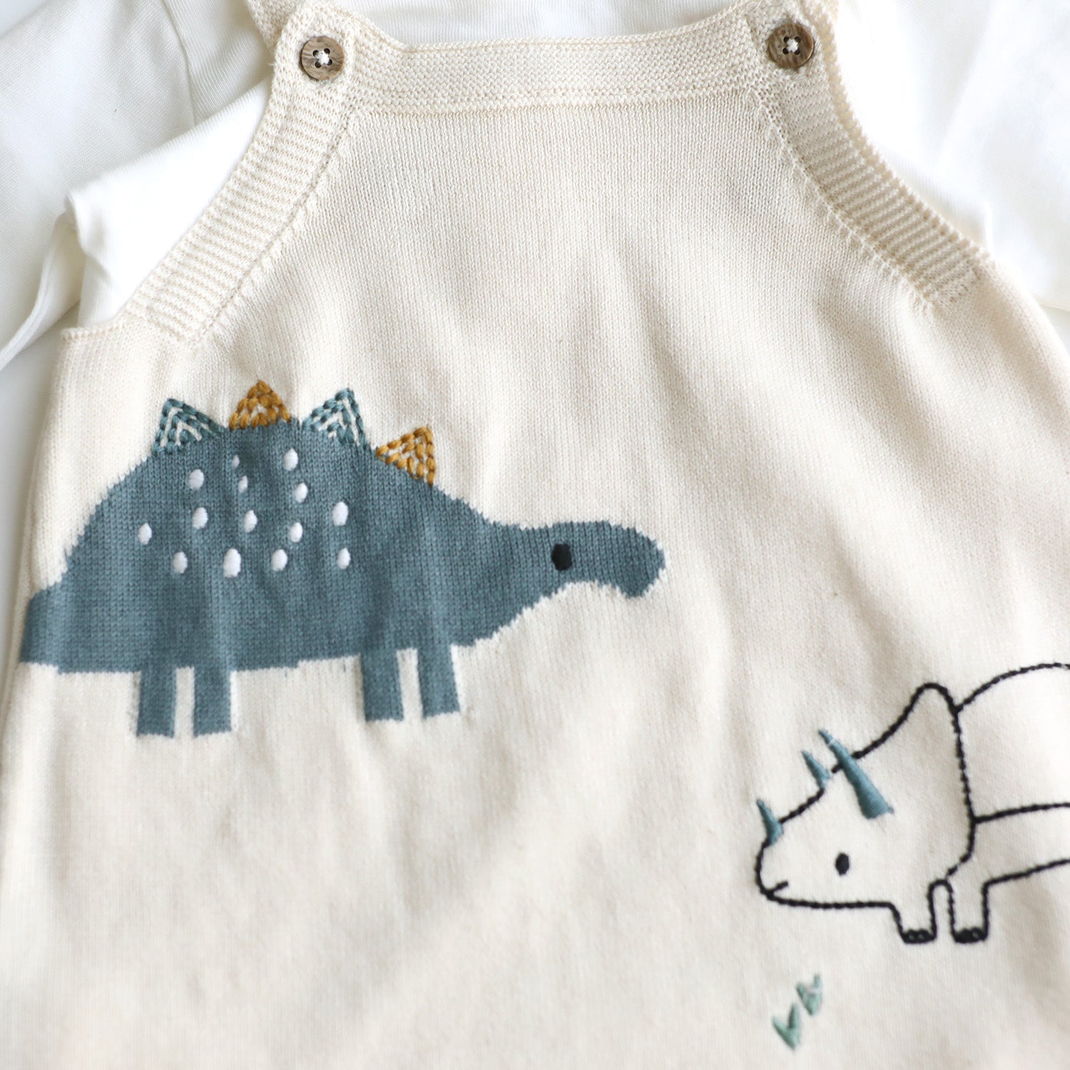 Dino Jacquard Knit Baby Overall Set (Organic)