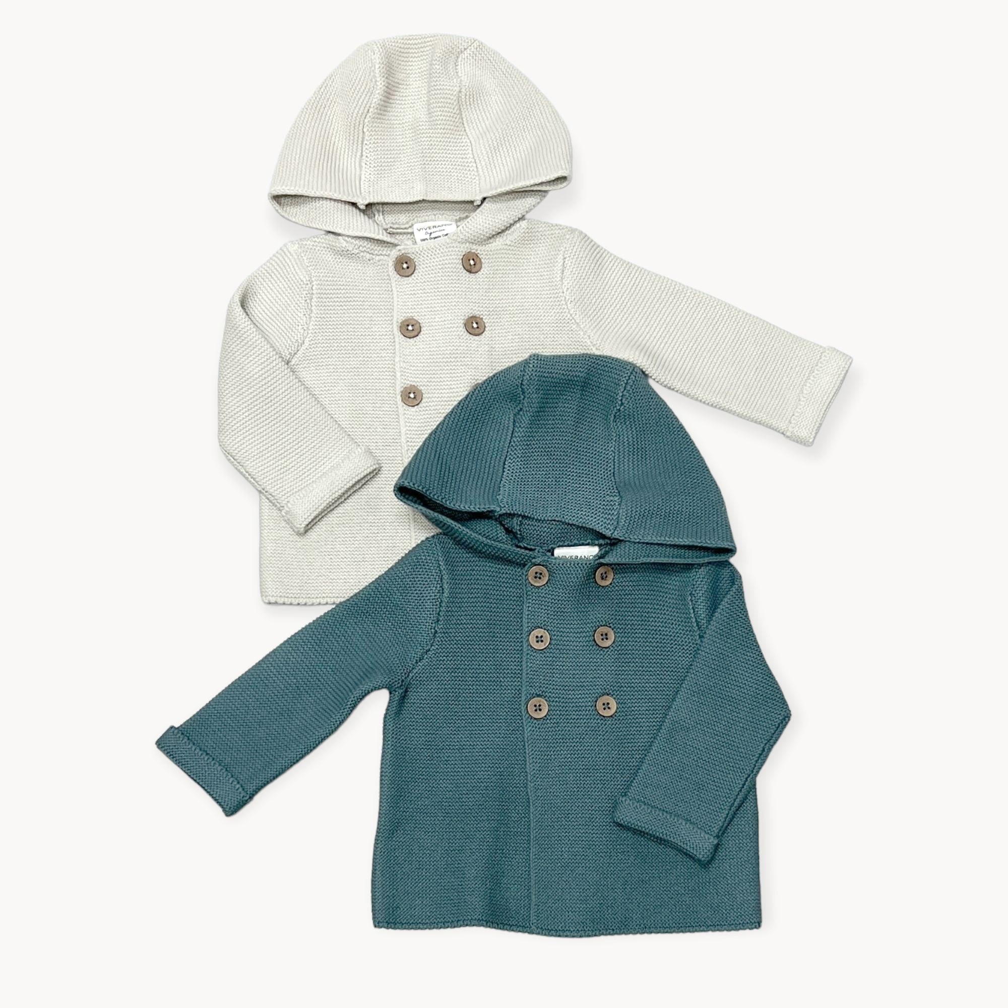 Hooded Double Button Baby Coat Jacket (Organic Cotton) - 4 Colors