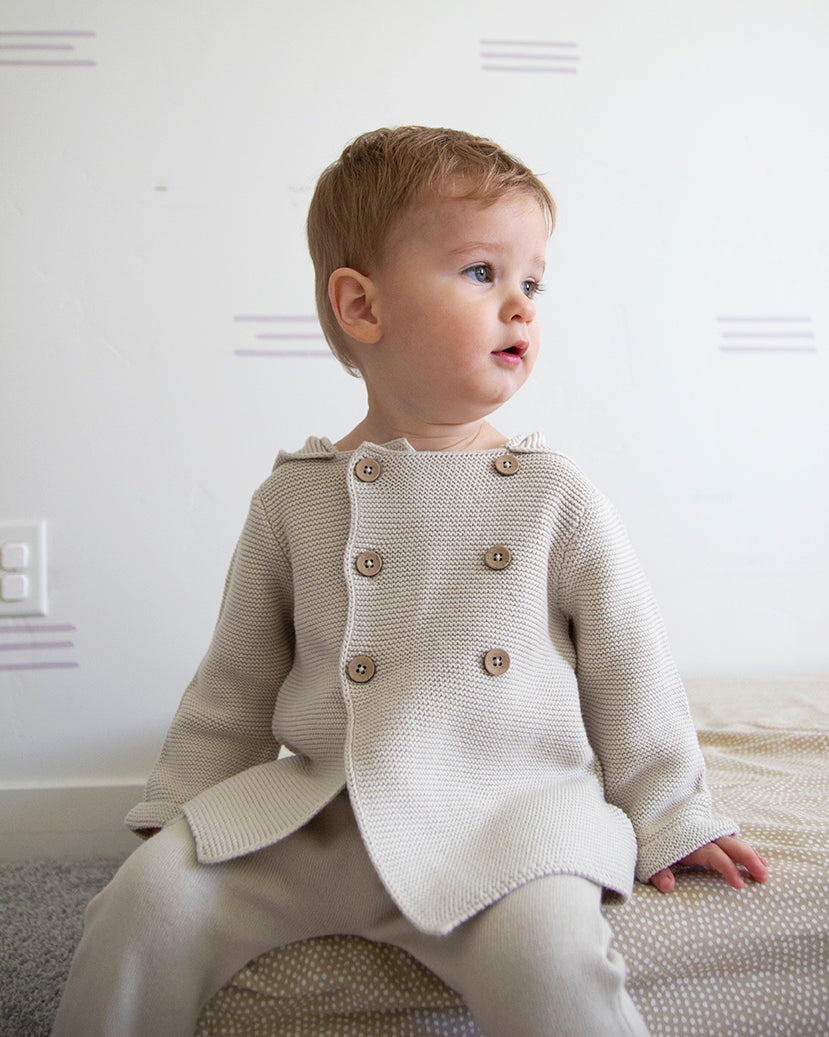 Hooded Double Button Baby Coat Jacket (Organic Cotton) - 4 Colors