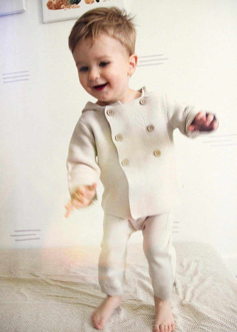 Hooded Double Button Baby Coat Jacket (Organic Cotton) - 4 Colors