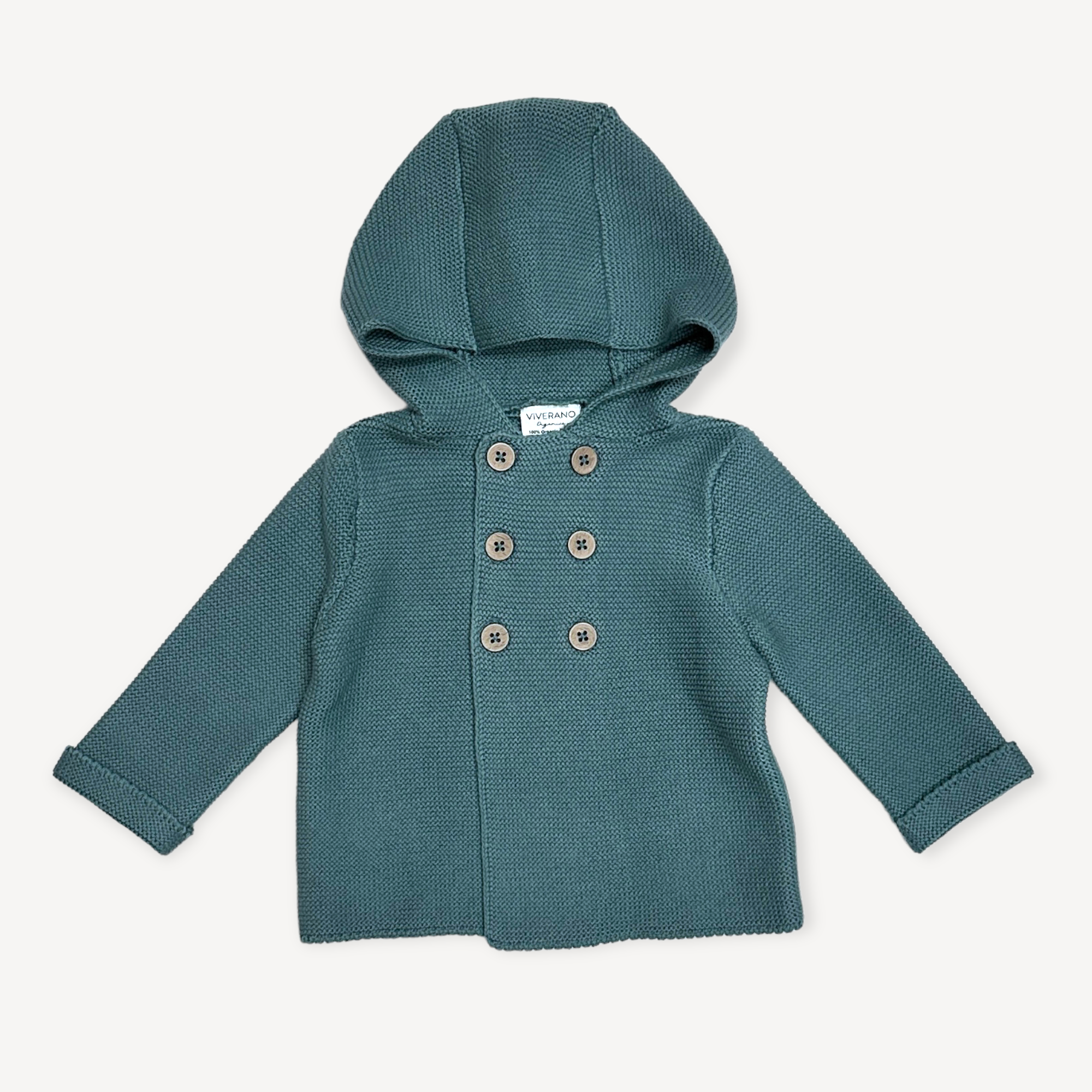 Hooded Double Button Baby Coat Jacket (Organic Cotton) - 4 Colors