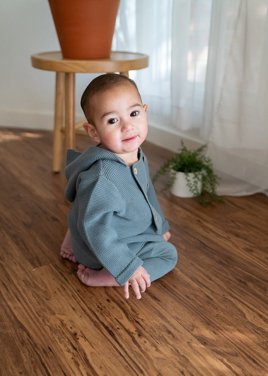 Hooded Double Button Baby Coat Jacket (Organic Cotton) - 4 Colors