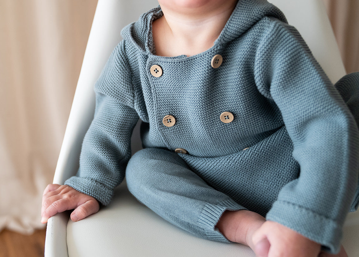 Hooded Double Button Baby Coat Jacket (Organic Cotton) - 4 Colors