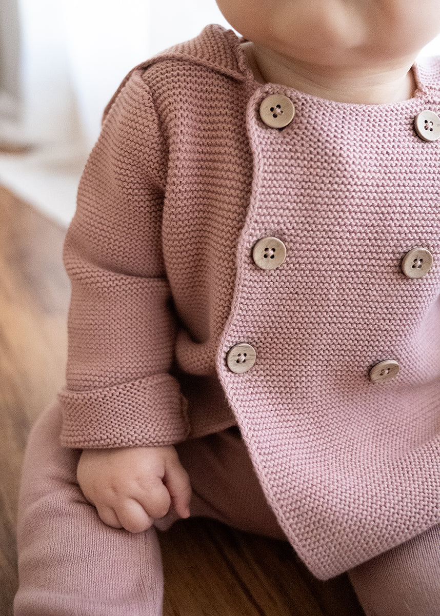 Hooded Double Button Baby Coat Jacket (Organic Cotton) - 4 Colors