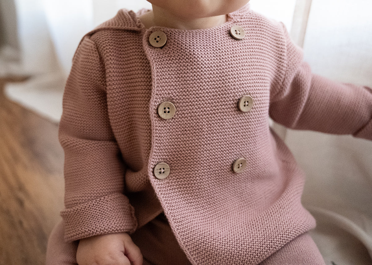 Hooded Double Button Baby Coat Jacket (Organic Cotton) - 4 Colors
