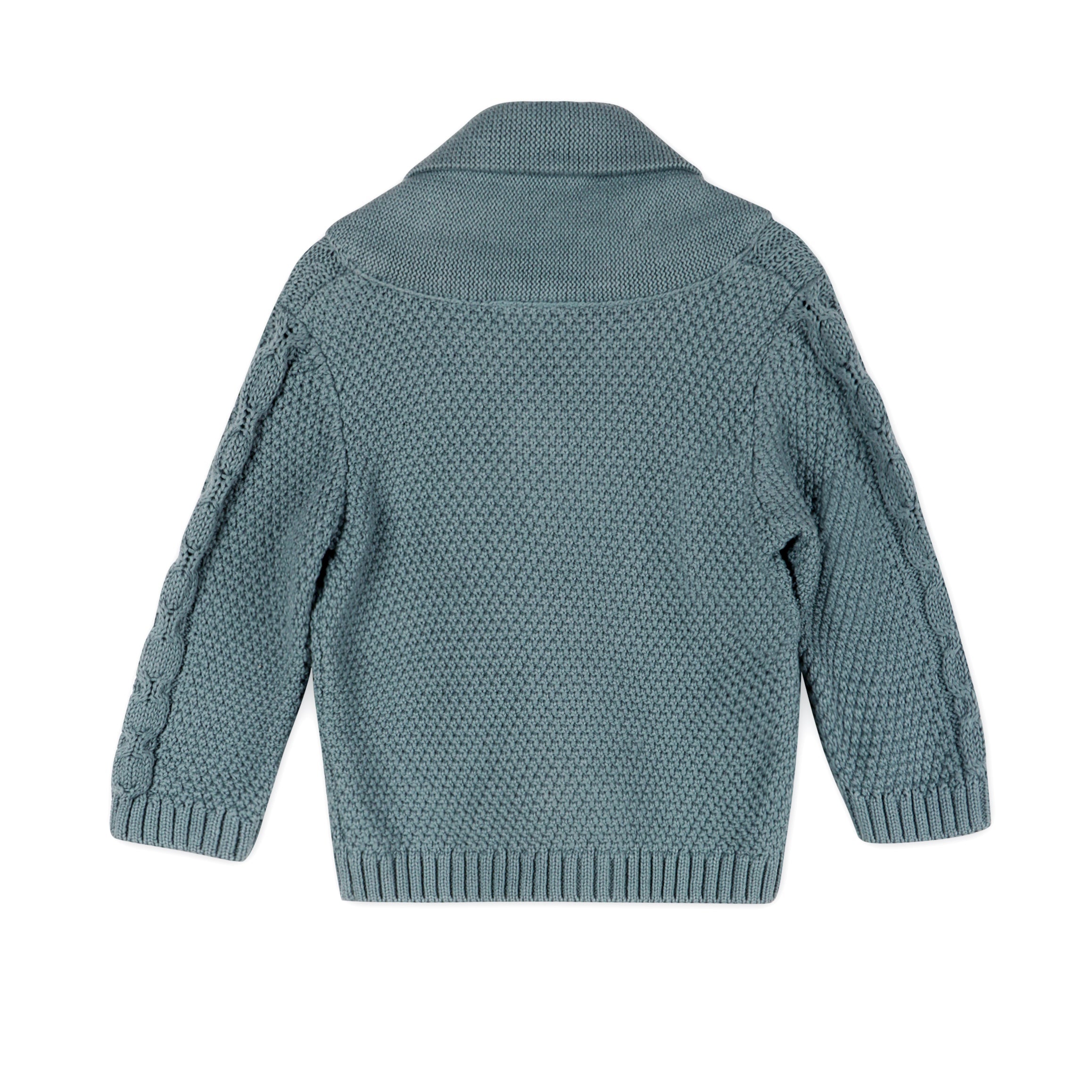 Shawl Collar Cable Knit Baby Cardigan Sweater (Organic) - 3 Colors