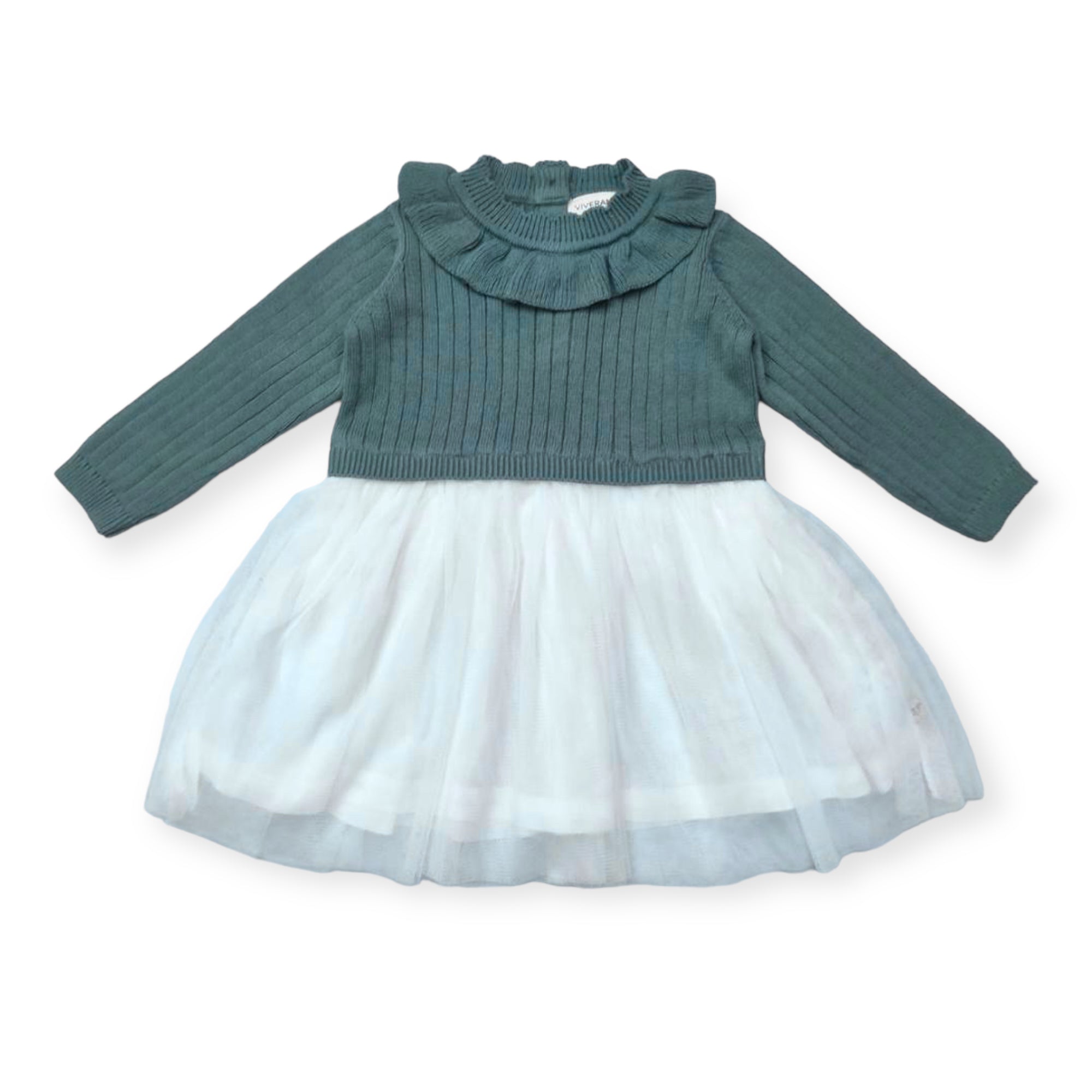 Ruffle Neck Sweater Knit Top & Tutu Baby Dress (Organic Cotton) - 3 Colors