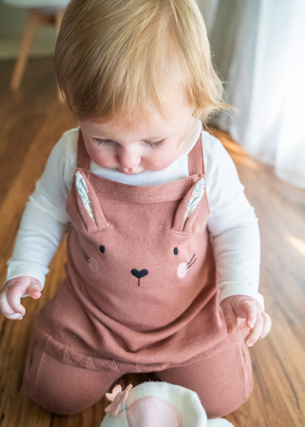 Cute Bunny Baby Girl Tunic Knit Dress Set (Organic)