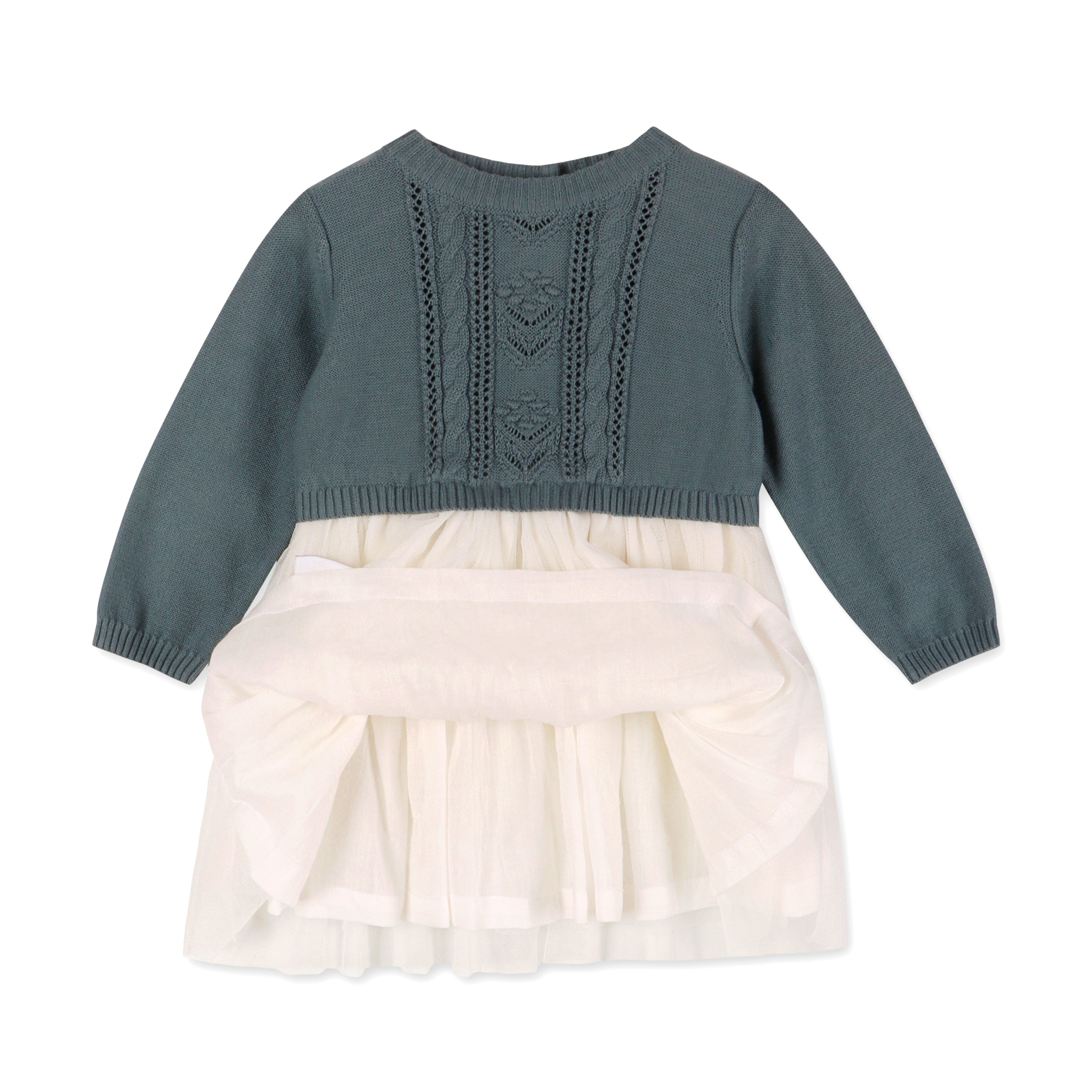 Cable Floral Sweater Knit Top & Tutu Baby Dress (Organic) - 2 Colors