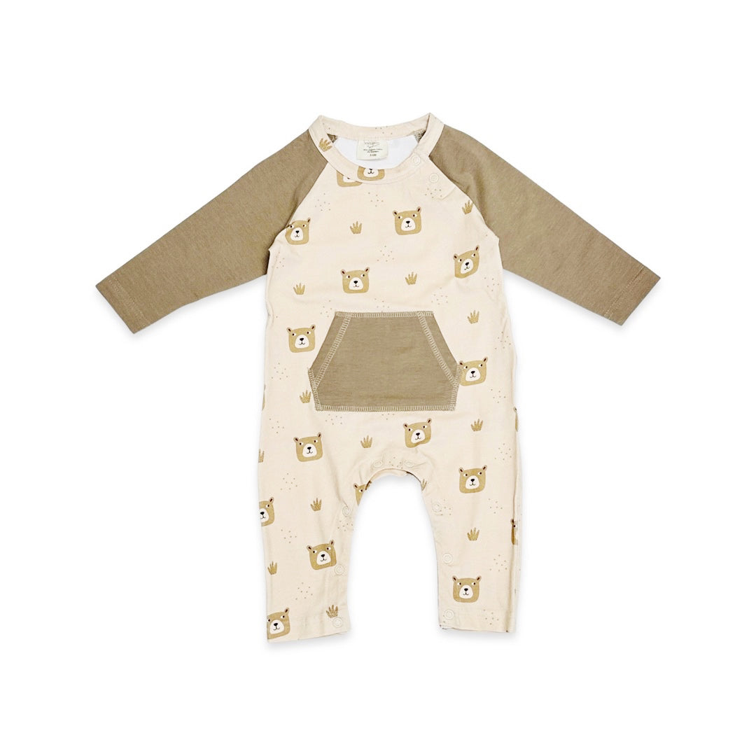 Bear Kangaroo Pocket Baby Coverall Romper (Organic Jersey)
