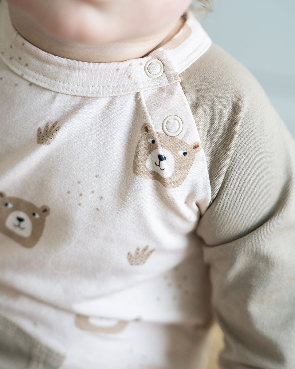 Bear Kangaroo Pocket Baby Coverall Romper (Organic Jersey)