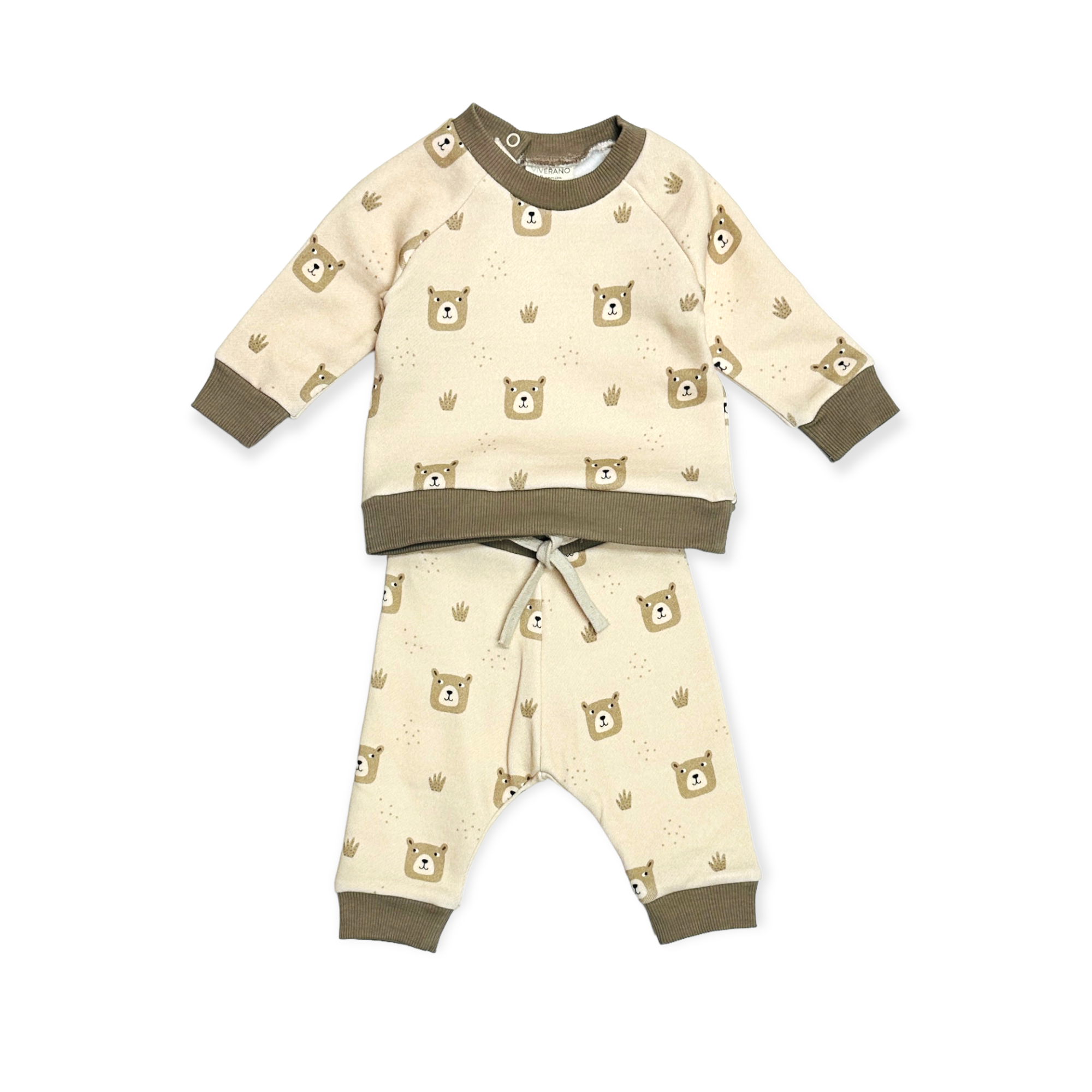 Bear Fleece Baby Sweatshirt & Jogger SET (Organic Cotton)