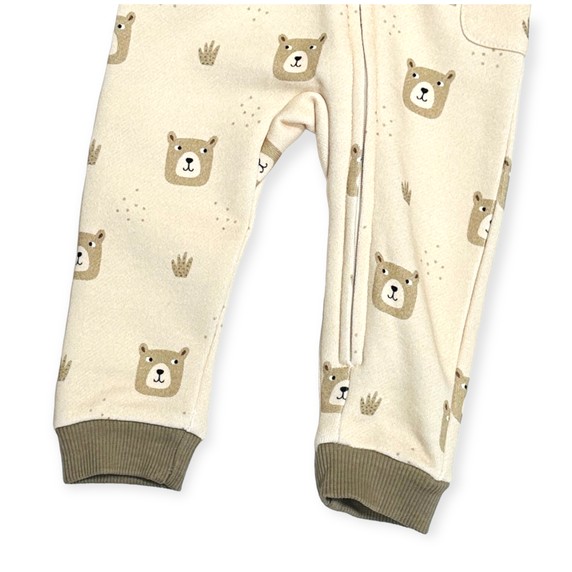 Bear Hooded Zipper Fleece Baby Jumpsuit (Organic Cotton)