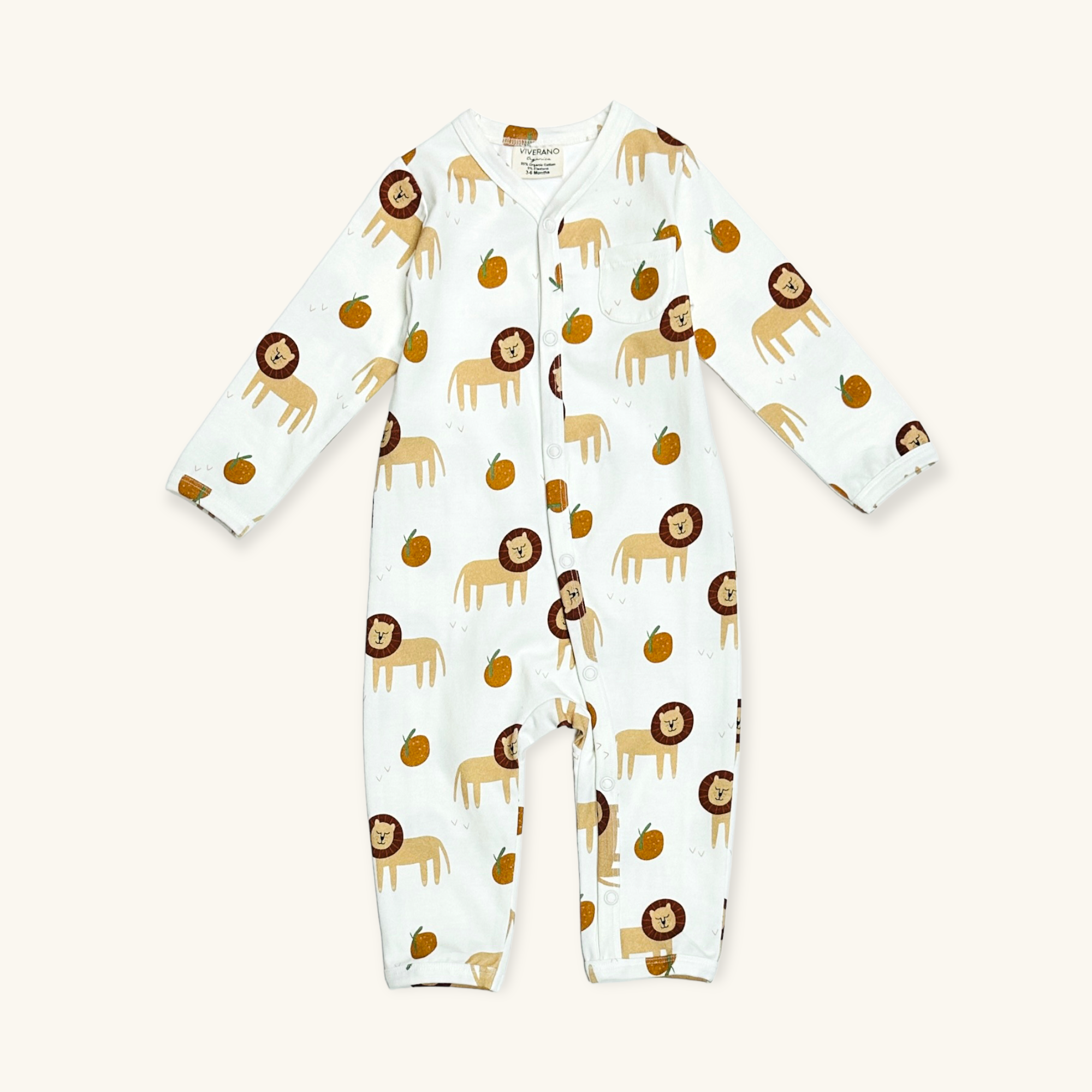 Lion Zipper Jumpsuit Baby Romper (Organic Jersey)