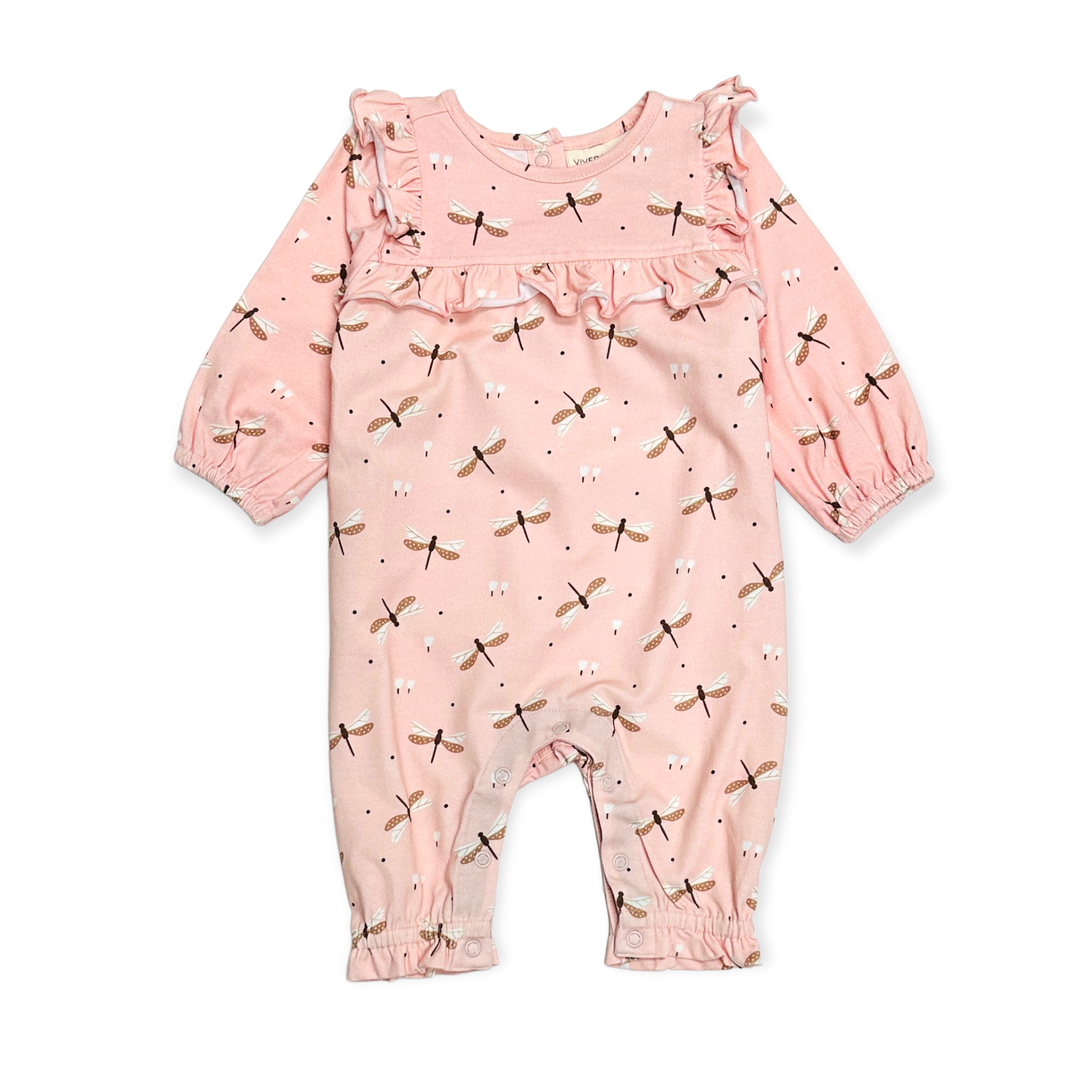 Dragonfly Ruffle Baby Jumpsuit (Organic Jersey)