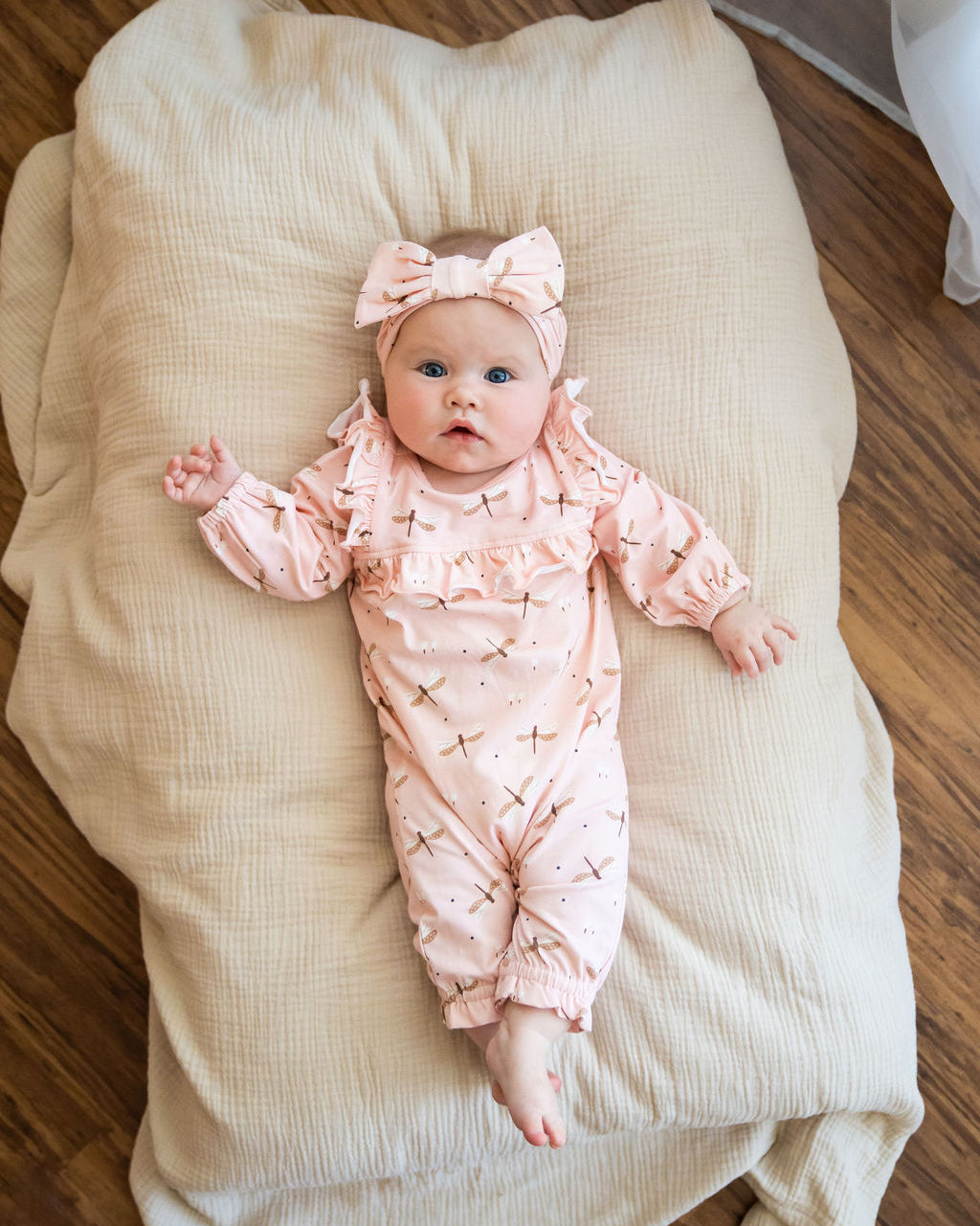 Dragonfly Ruffle Baby Jumpsuit (Organic Jersey)
