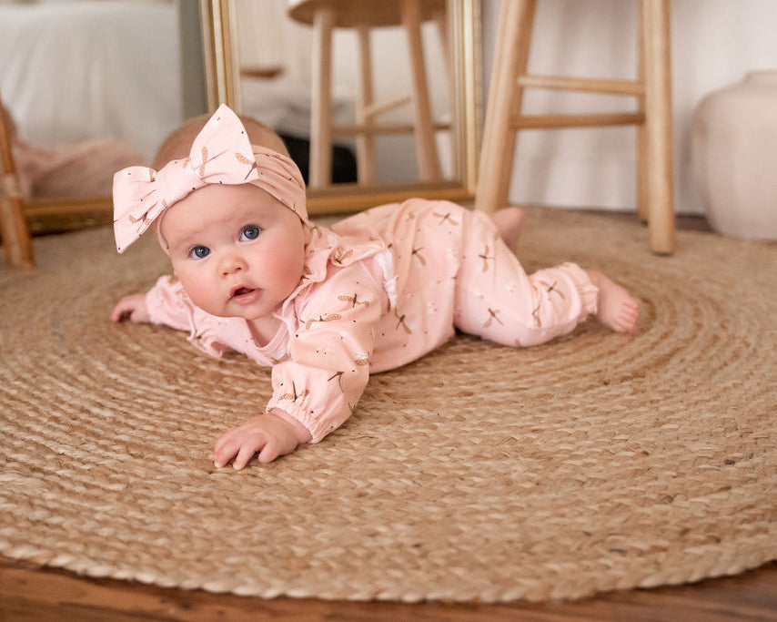 Dragonfly Ruffle Baby Jumpsuit (Organic Jersey)