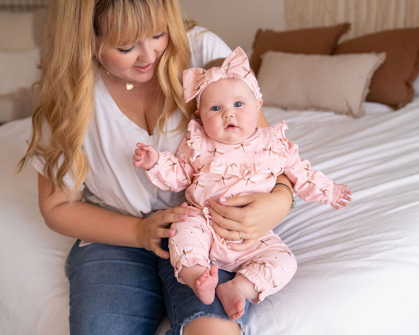 Dragonfly Ruffle Baby Jumpsuit (Organic Jersey)