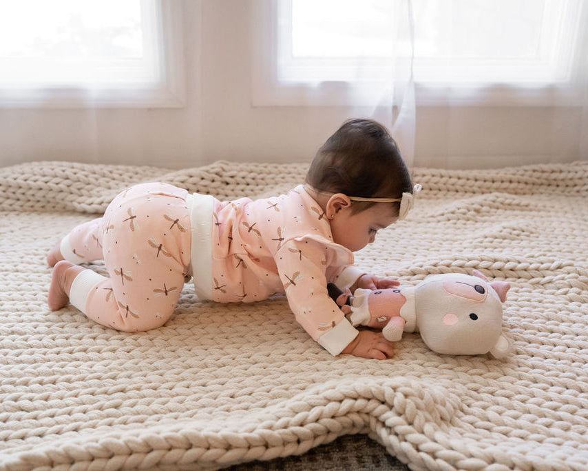 Dragonfly Ruffle Fleece Baby Sweatshirt & Jogger SET (Organic Cotton)