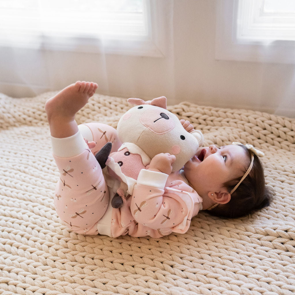 Dragonfly Ruffle Fleece Baby Sweatshirt & Jogger SET (Organic Cotton)