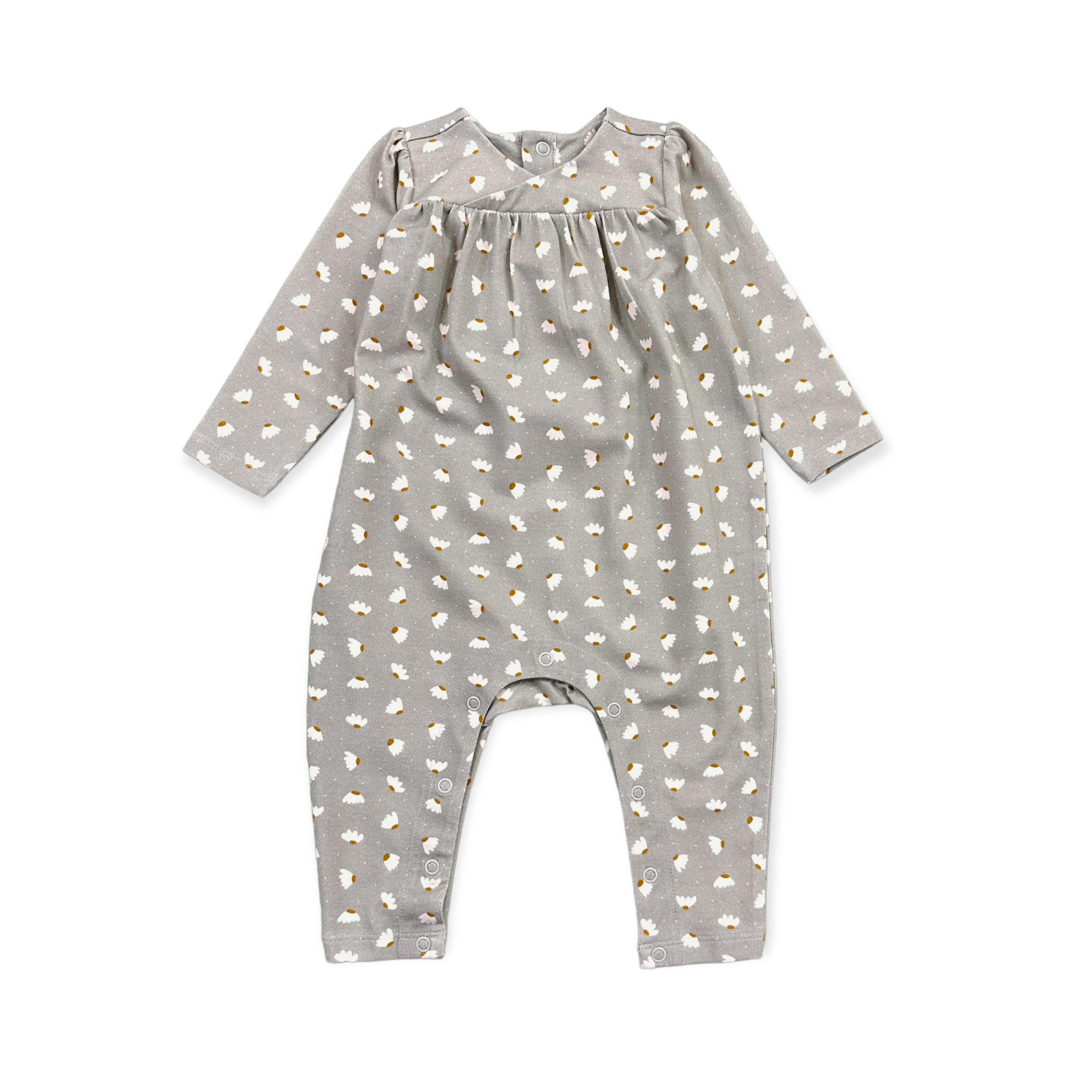 Floral Wrap Neck Baby Jumpsuit (Organic Cotton)