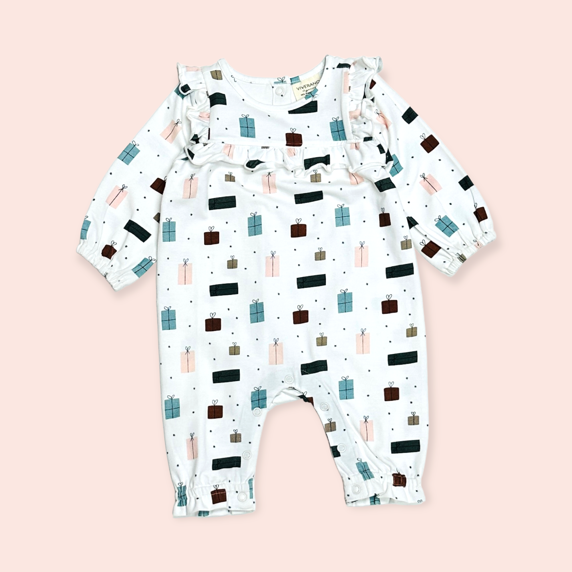 Presents Ruffle Baby Jumpsuit (Organic Jersey)