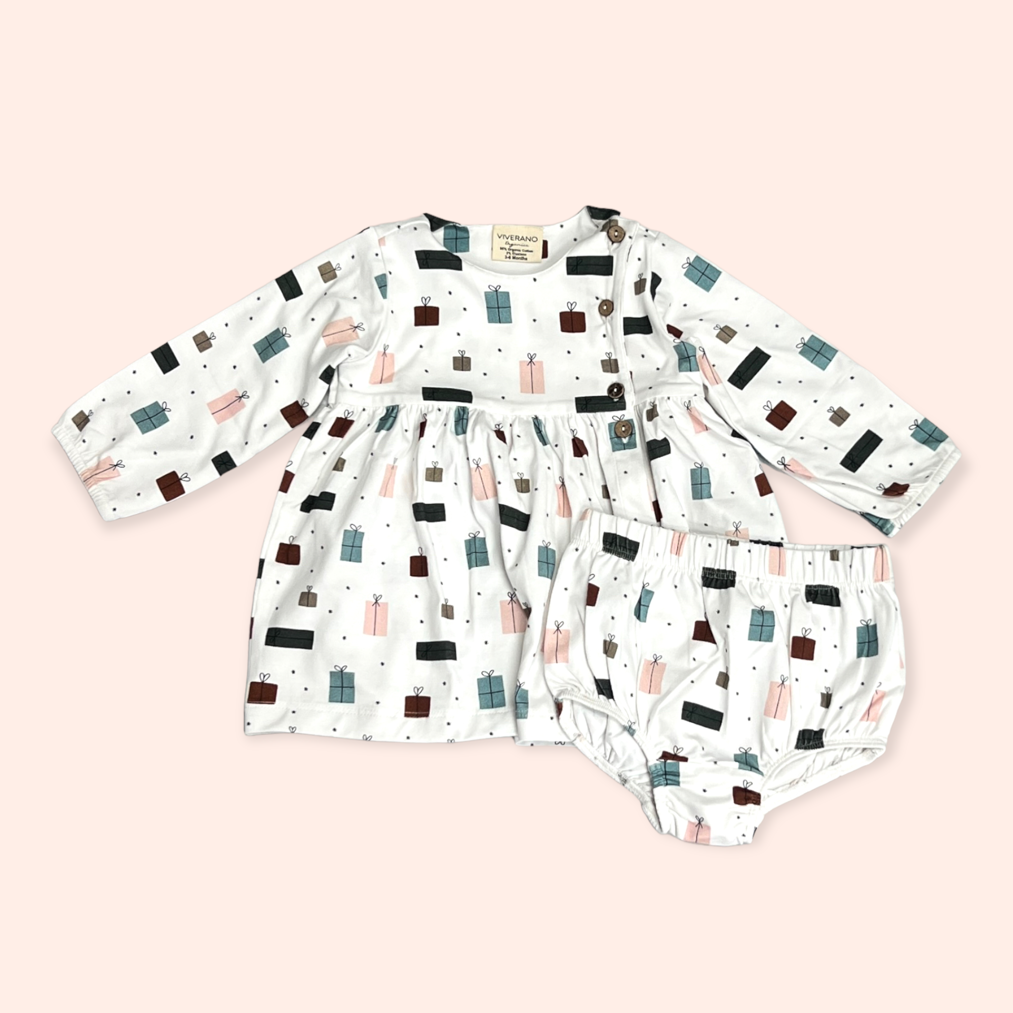 Presents Side Button Baby Dress + Bloomer (Organic Jersey)