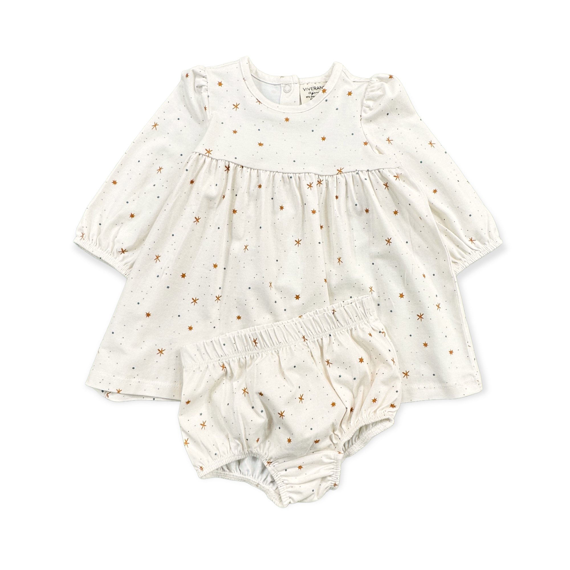 Stars Flare Baby Girl Dress + Bloomer SET (Organic Jersey)