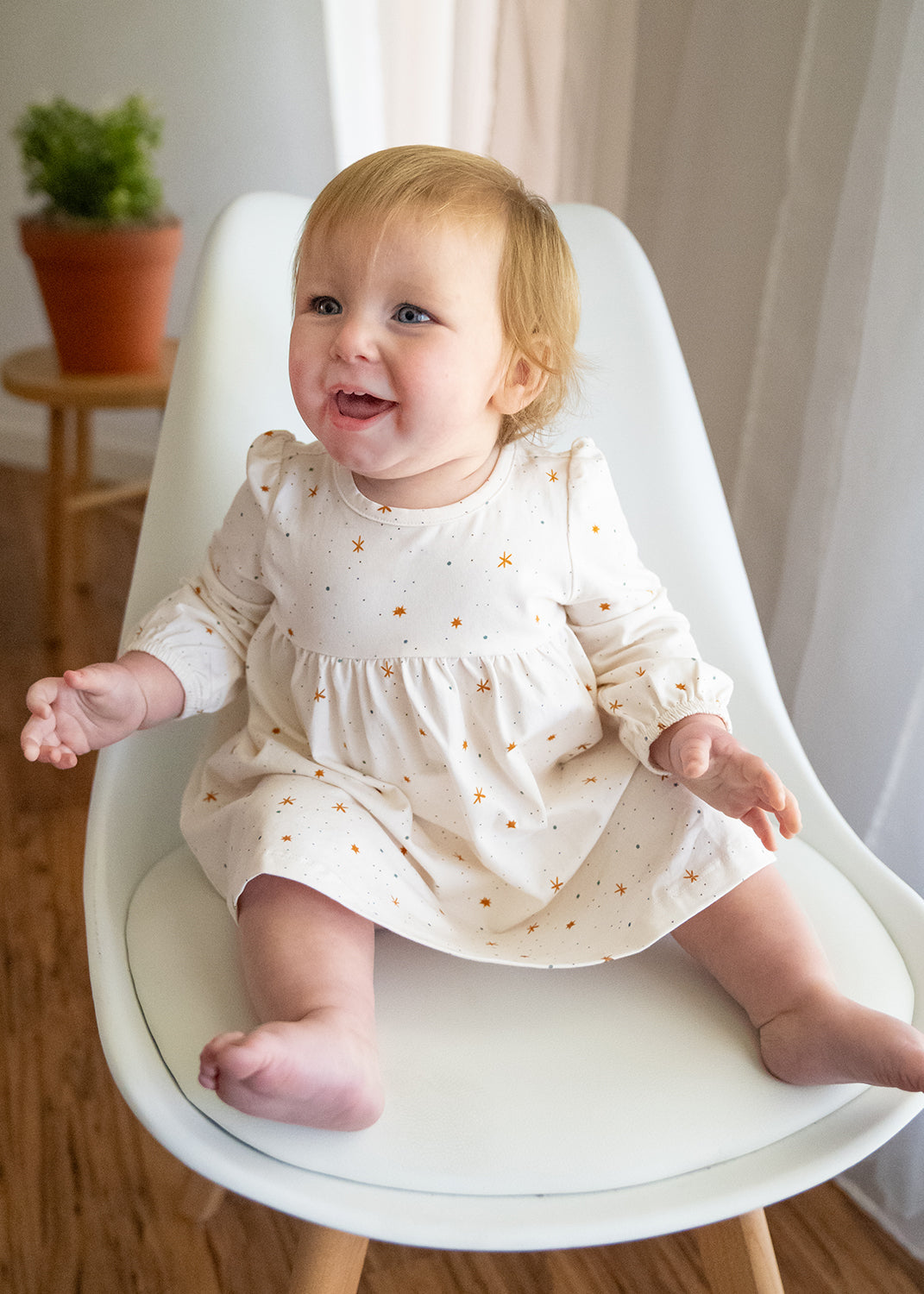 Stars Flare Baby Girl Dress + Bloomer SET (Organic Jersey)