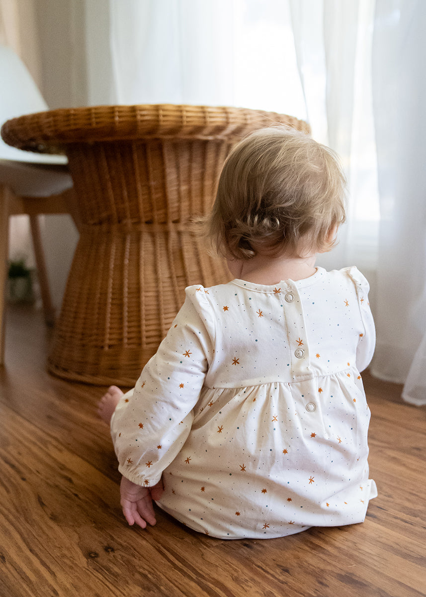 Stars Flare Baby Girl Dress + Bloomer SET (Organic Jersey)