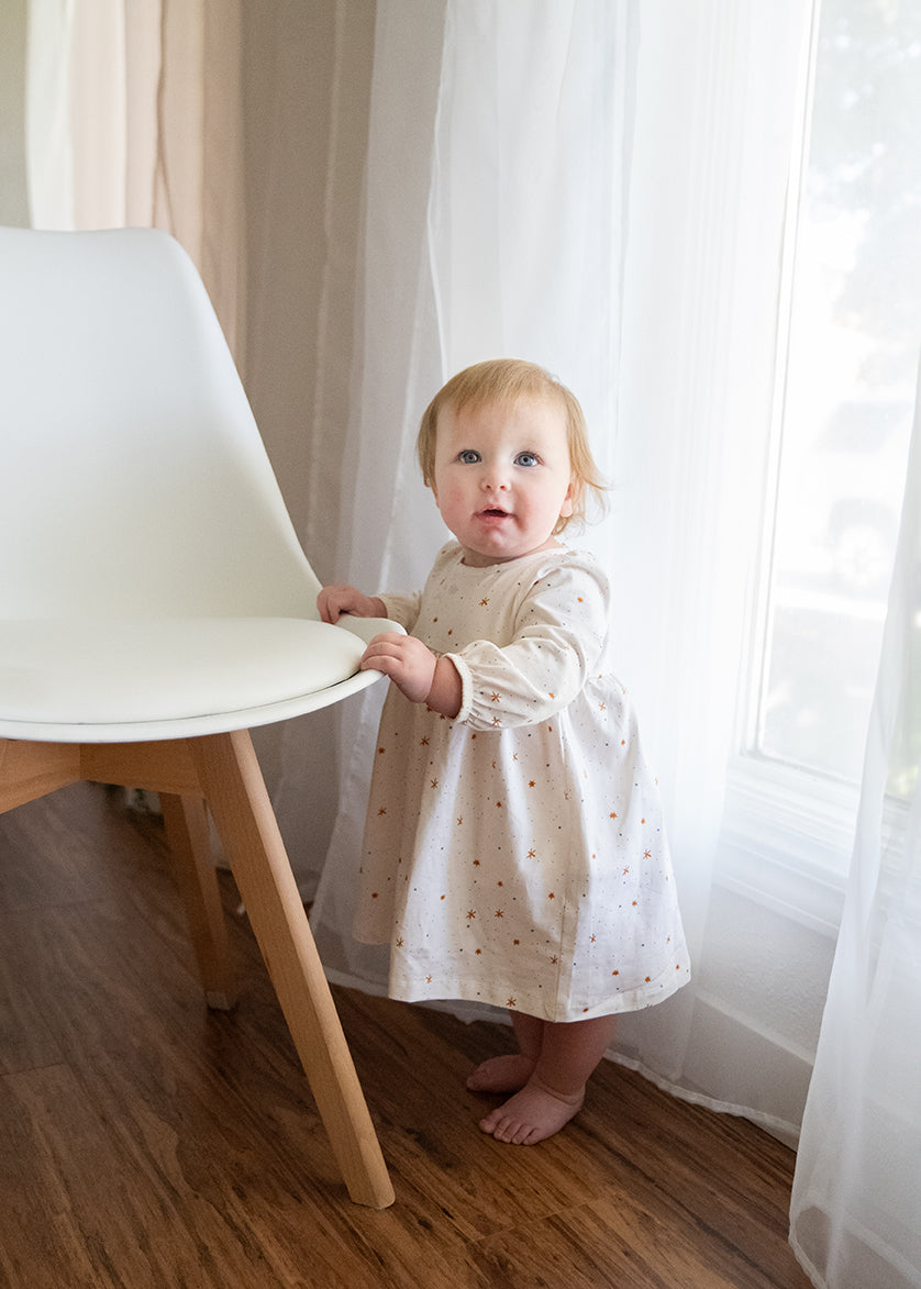 Stars Flare Baby Girl Dress + Bloomer SET (Organic Jersey)