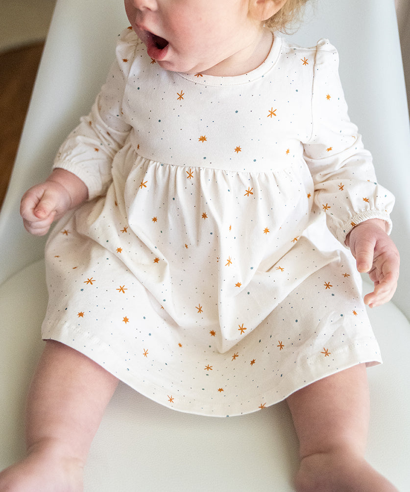 Stars Flare Baby Girl Dress + Bloomer SET (Organic Jersey)