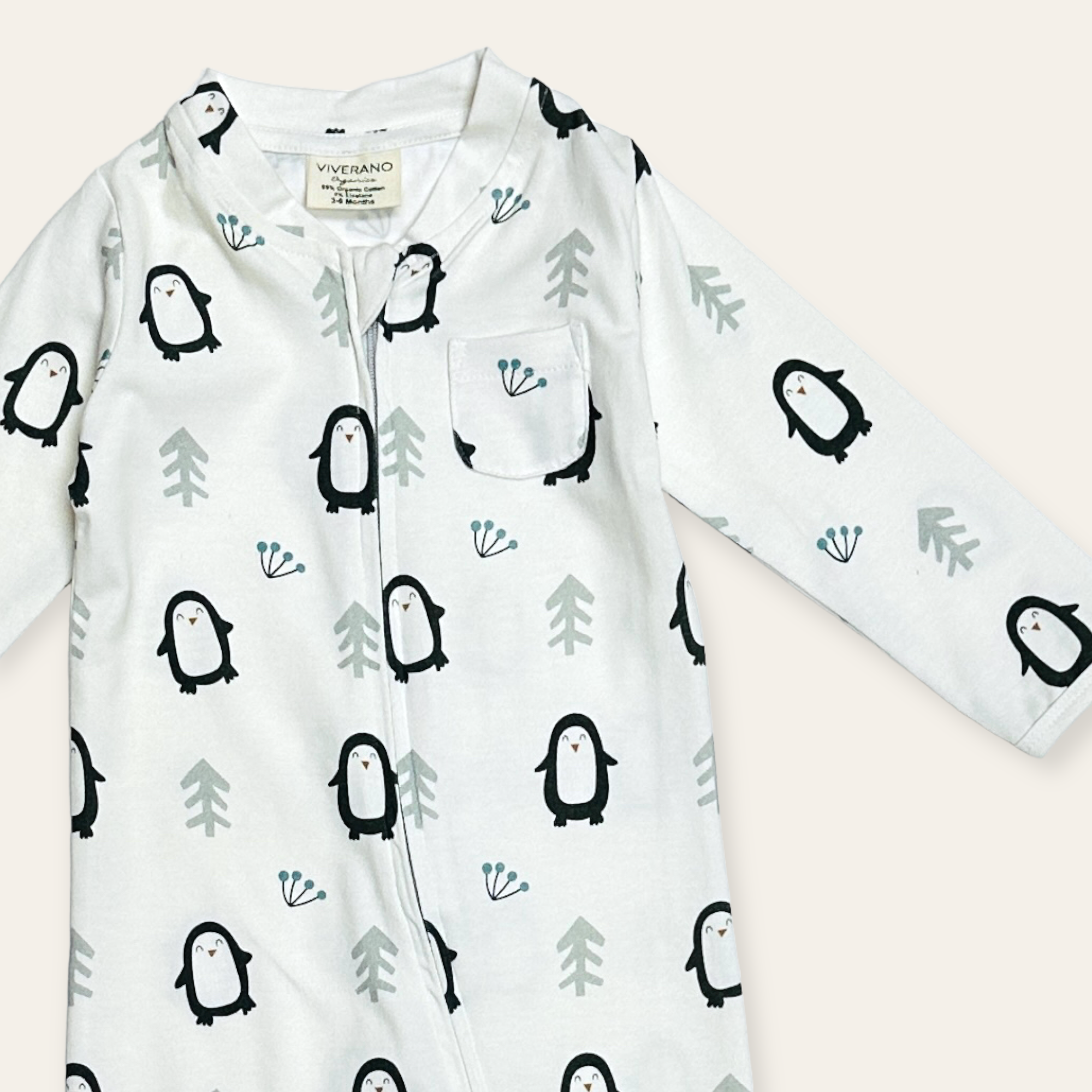 Penguin Zipper Baby Coverall Jumpsuit (Organic Jersey)