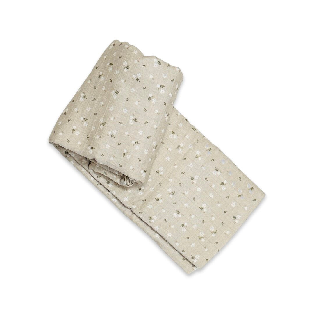 Ditsy Floral Muslin Swaddle Baby Blanket (Organic Cotton)
